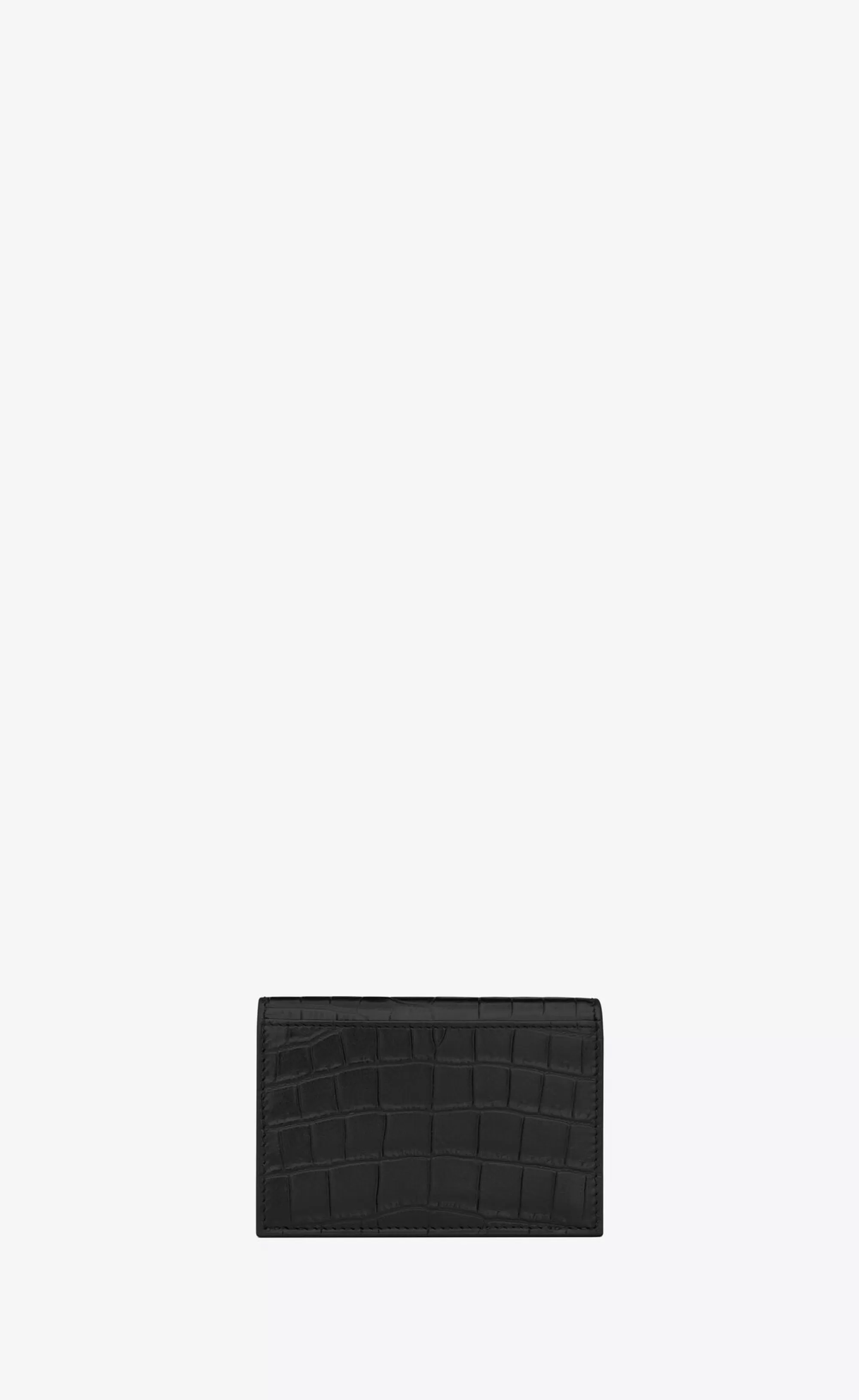 Saint Laurent CARD CASES^TINY CASSANDRE BUSINESS CARD CASE IN CROCODILE-EMBOSSED LEATHER | | YSL.com