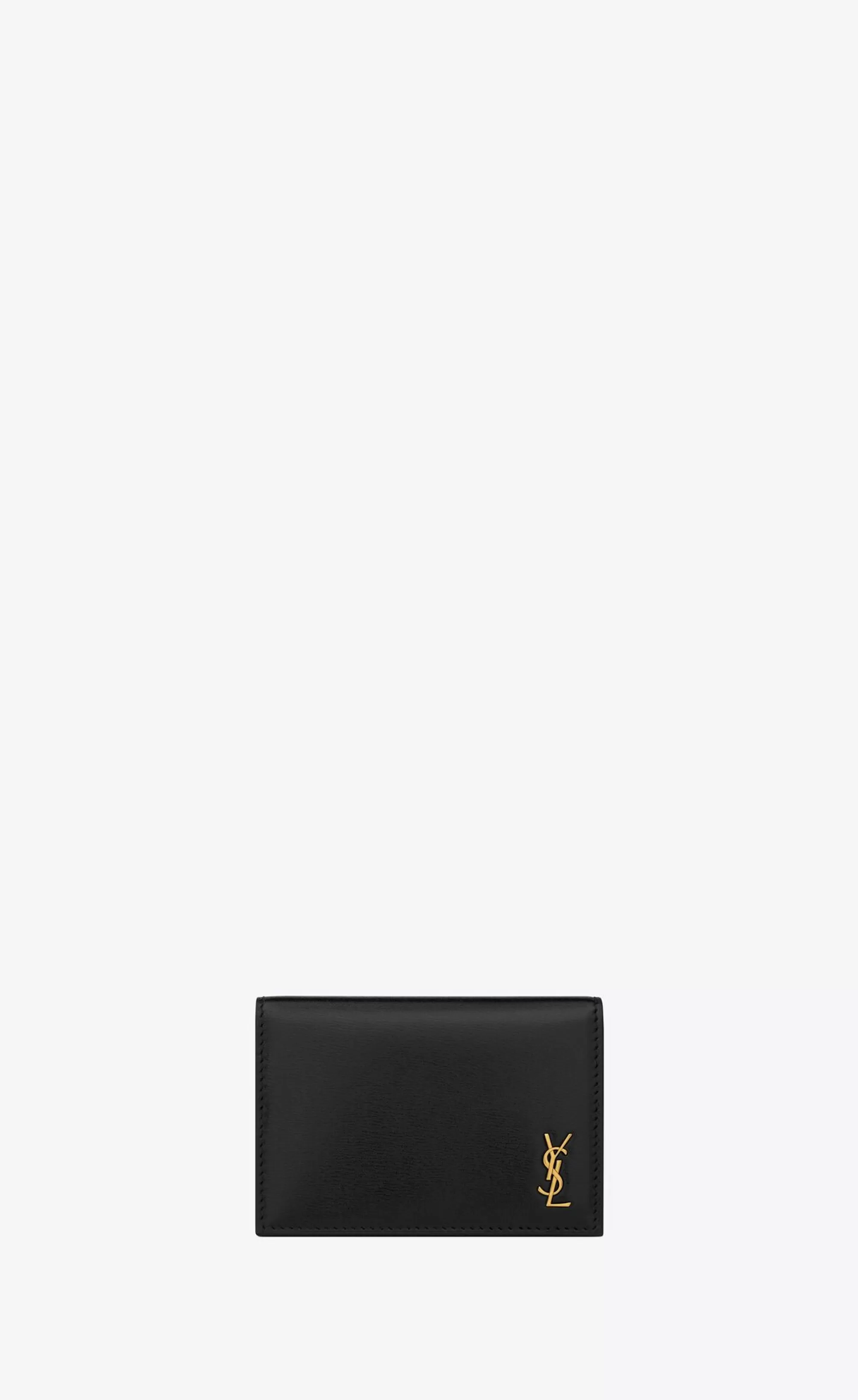 Saint Laurent CARD CASES^TINY CASSANDRE BUSINESS CARD CASE IN GLOSSY LEATHER | | YSL.com