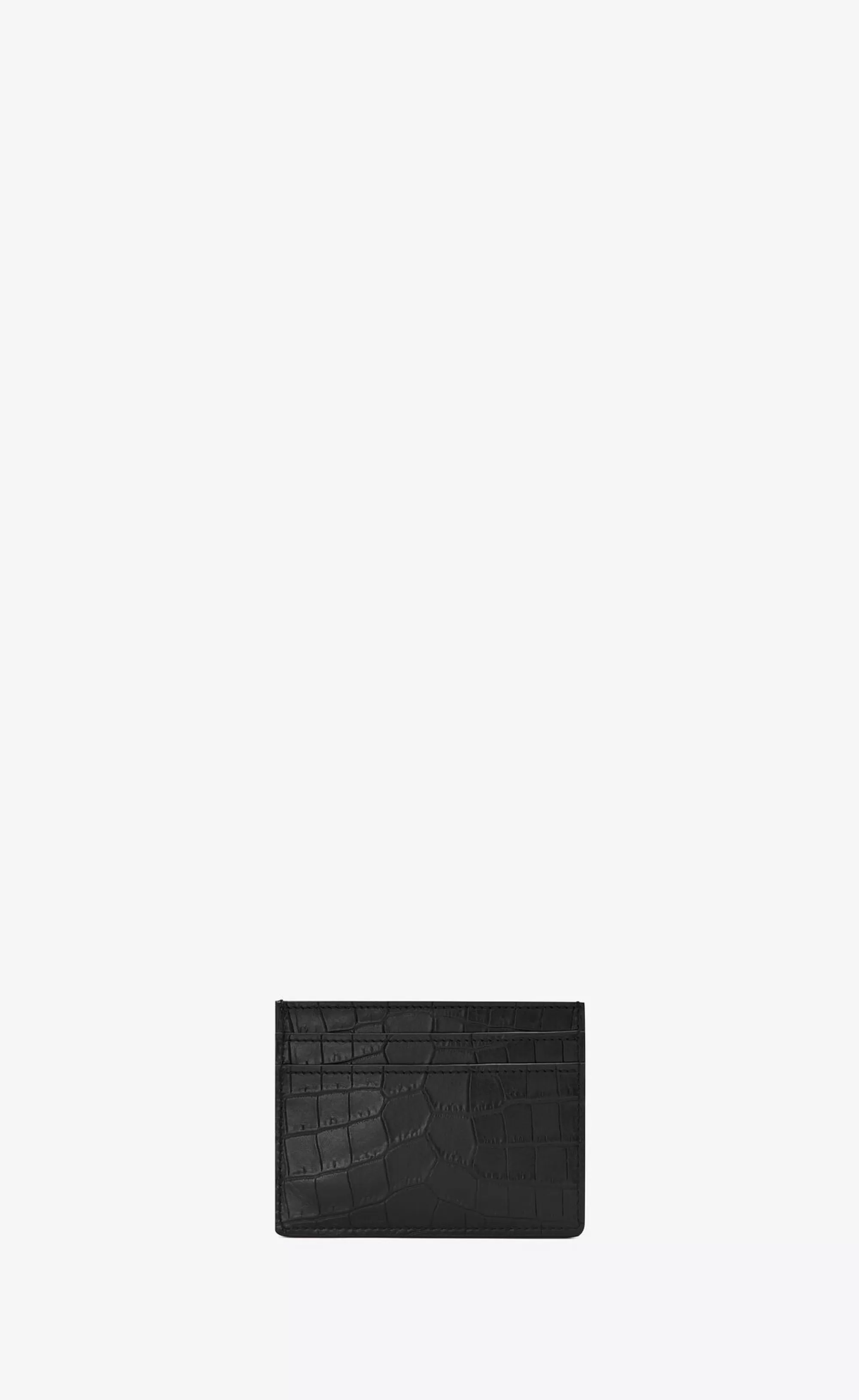 Saint Laurent CARD CASES^TINY CASSANDRE Card Case In CROCODILE-EMBOSSED Matte Leather | | YSL.com