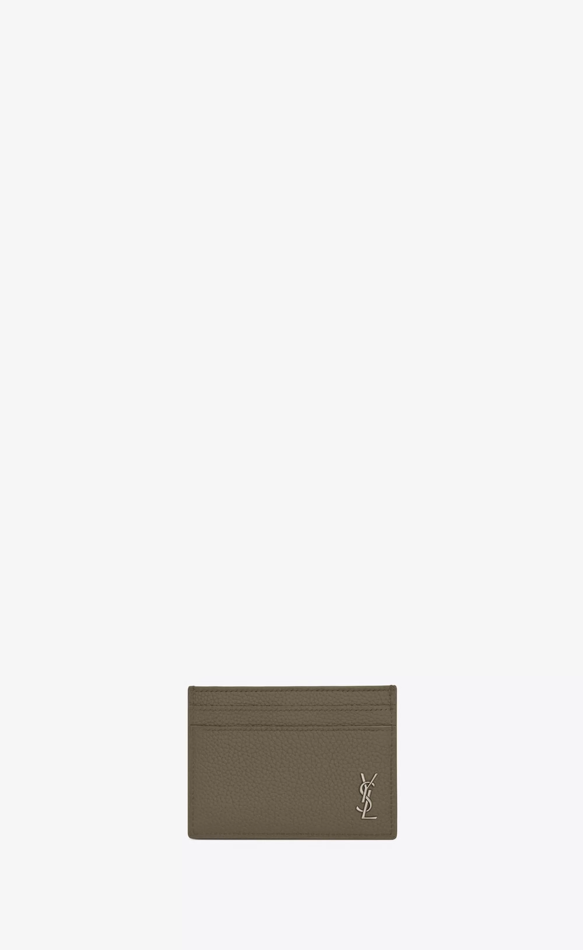 Saint Laurent CARD CASES^TINY CASSANDRE CARD CASE IN GRAINED LEATHER | | YSL.com