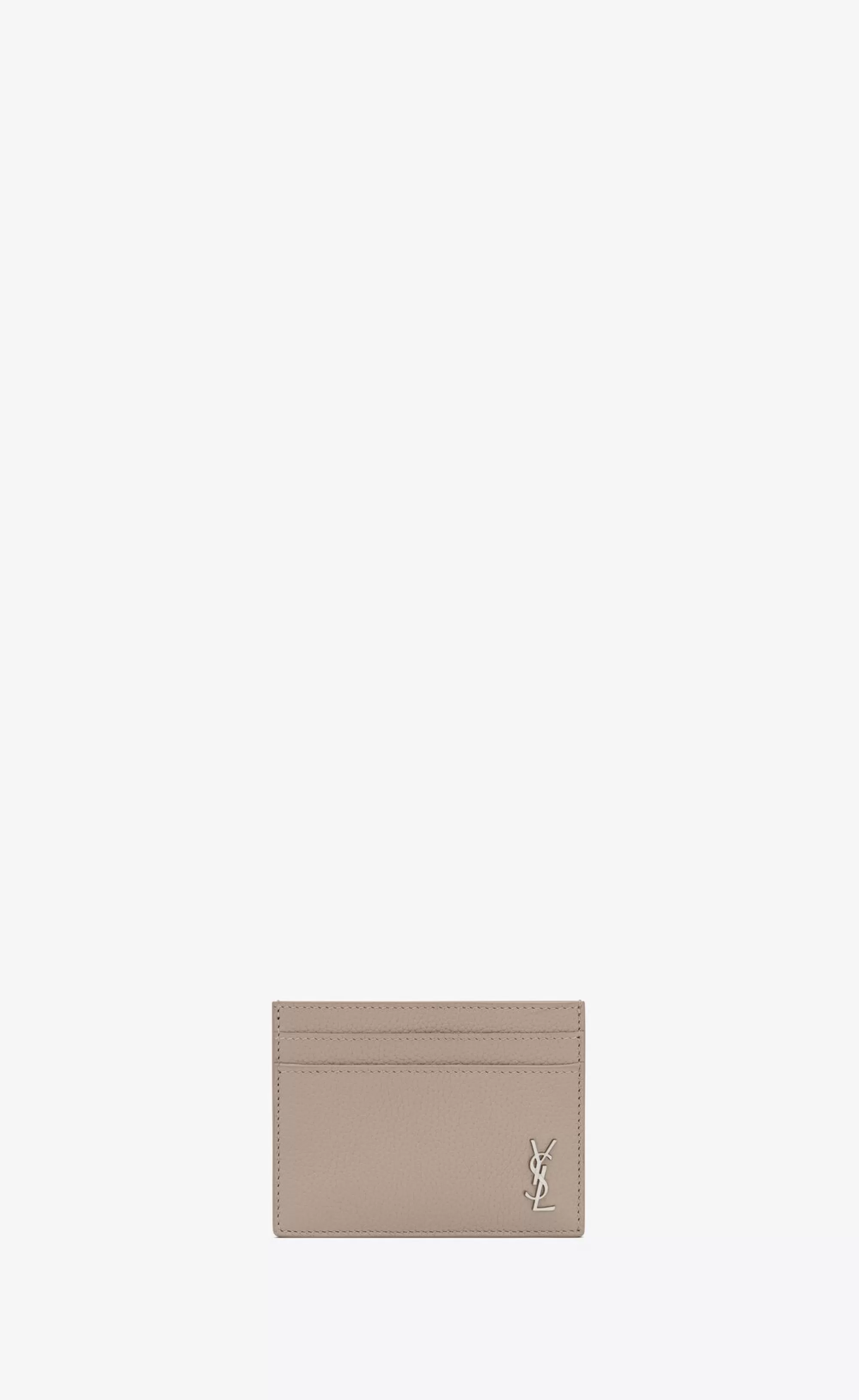 Saint Laurent CARD CASES^TINY CASSANDRE CARD CASE IN GRAINED LEATHER | | YSL.com