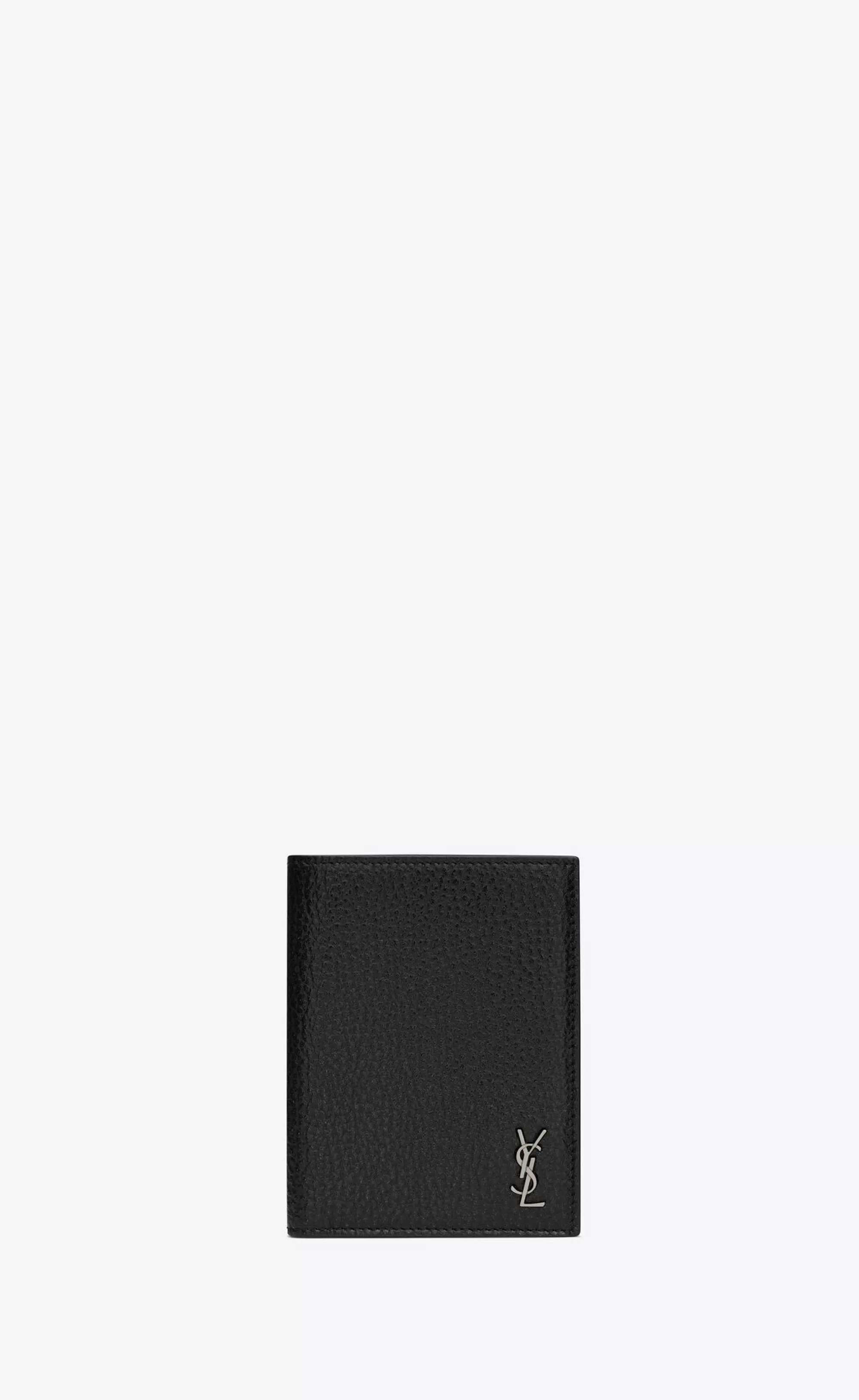 Saint Laurent CARD CASES^TINY CASSANDRE CREDIT CARD WALLET IN GRAINED LEATHER | | YSL.com