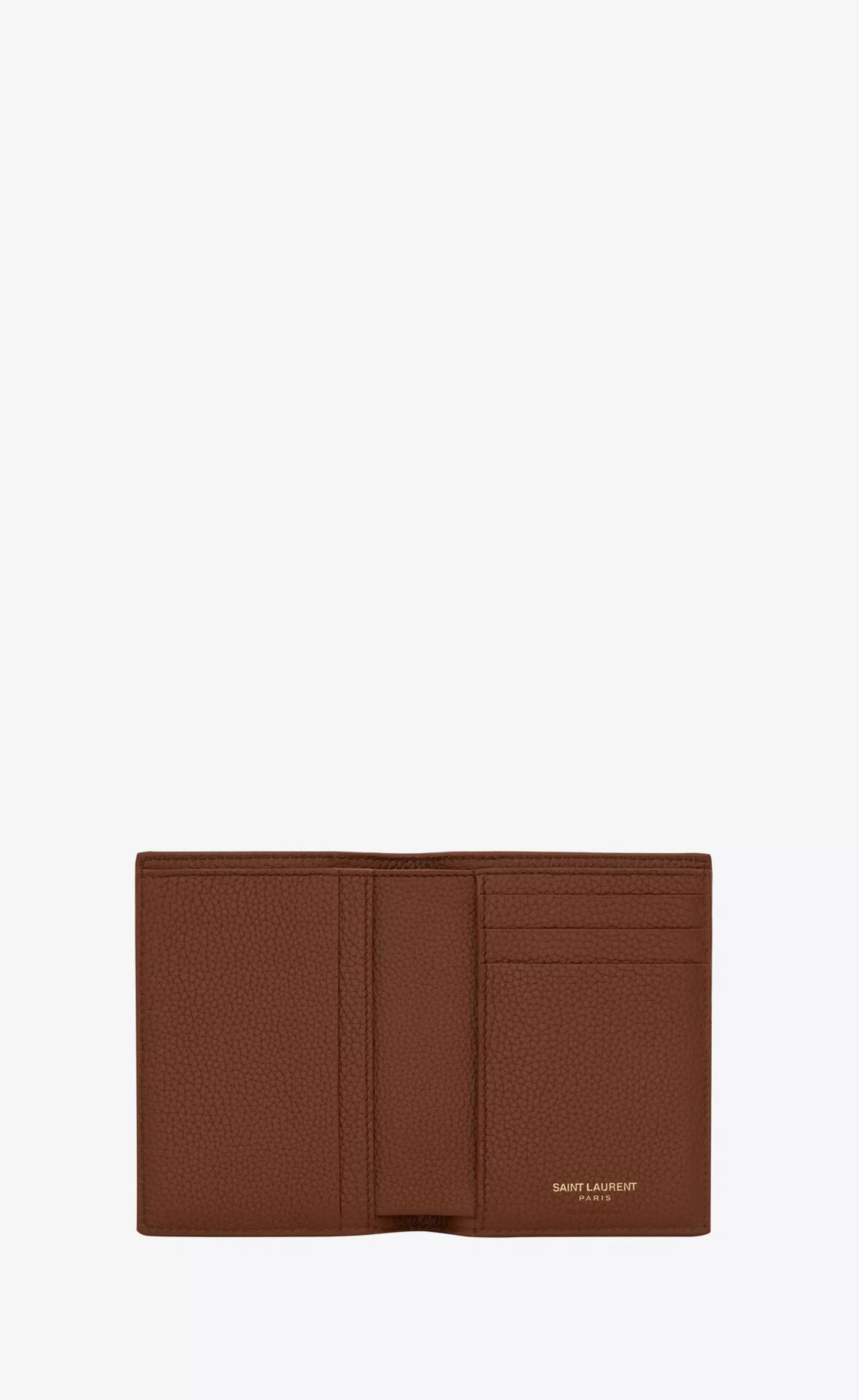 Saint Laurent CARD CASES^TINY CASSANDRE Credit Card Wallet In Grained Leather | | YSL.com