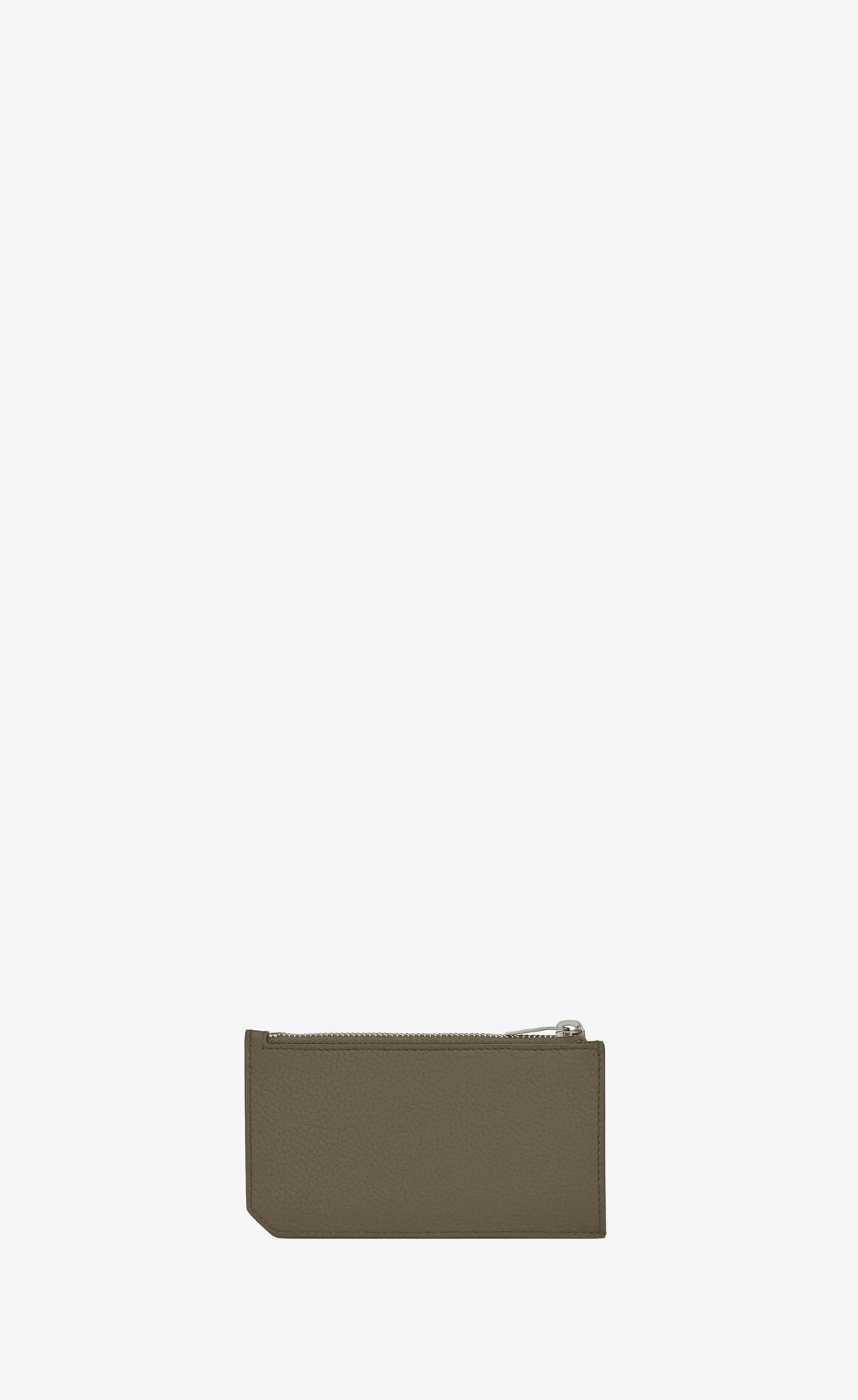 Saint Laurent CARD CASES^TINY CASSANDRE FRAGMENTS ZIPPED CARD CASE IN GRAINED LEATHER | | YSL.com