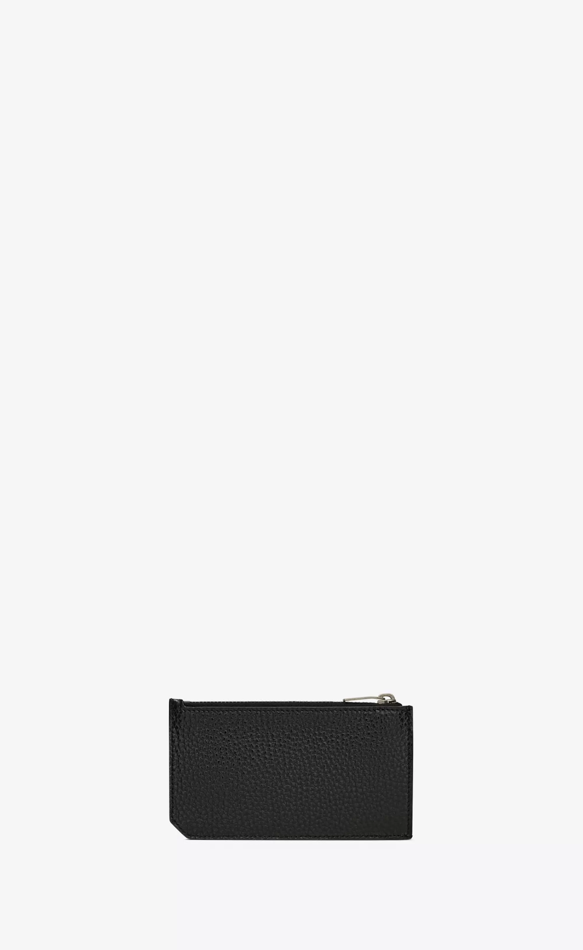 Saint Laurent CARD CASES^TINY CASSANDRE FRAGMENTS ZIPPED CARD CASE IN GRAINED LEATHER | | YSL.com