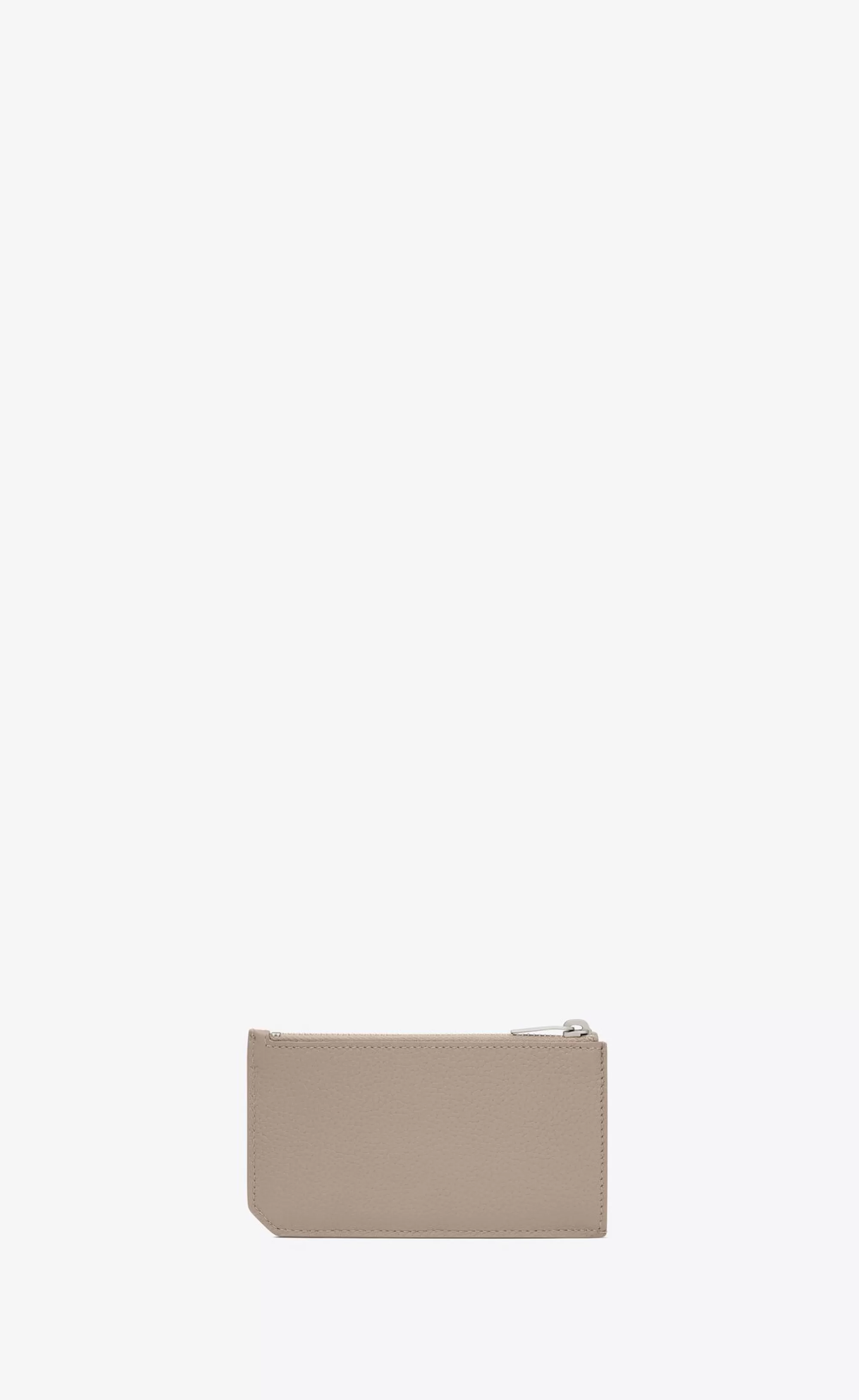 Saint Laurent CARD CASES^TINY CASSANDRE FRAGMENTS ZIPPED CARD CASE IN GRAINED LEATHER | | YSL.com