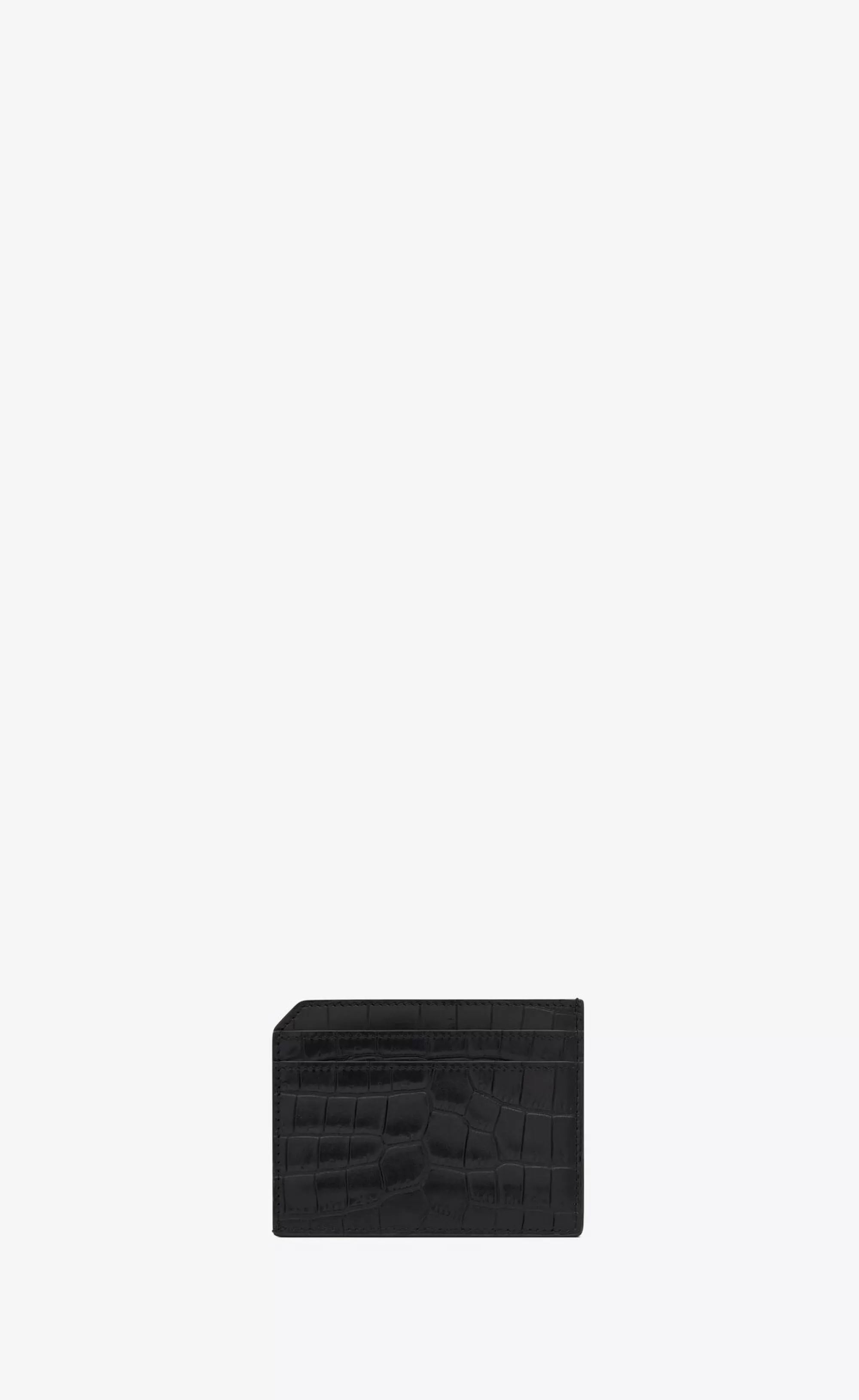 Saint Laurent CARD CASES^TINY CASSANDRE Open Card Case In Matte Crocodile-embossed Leather | | YSL.com