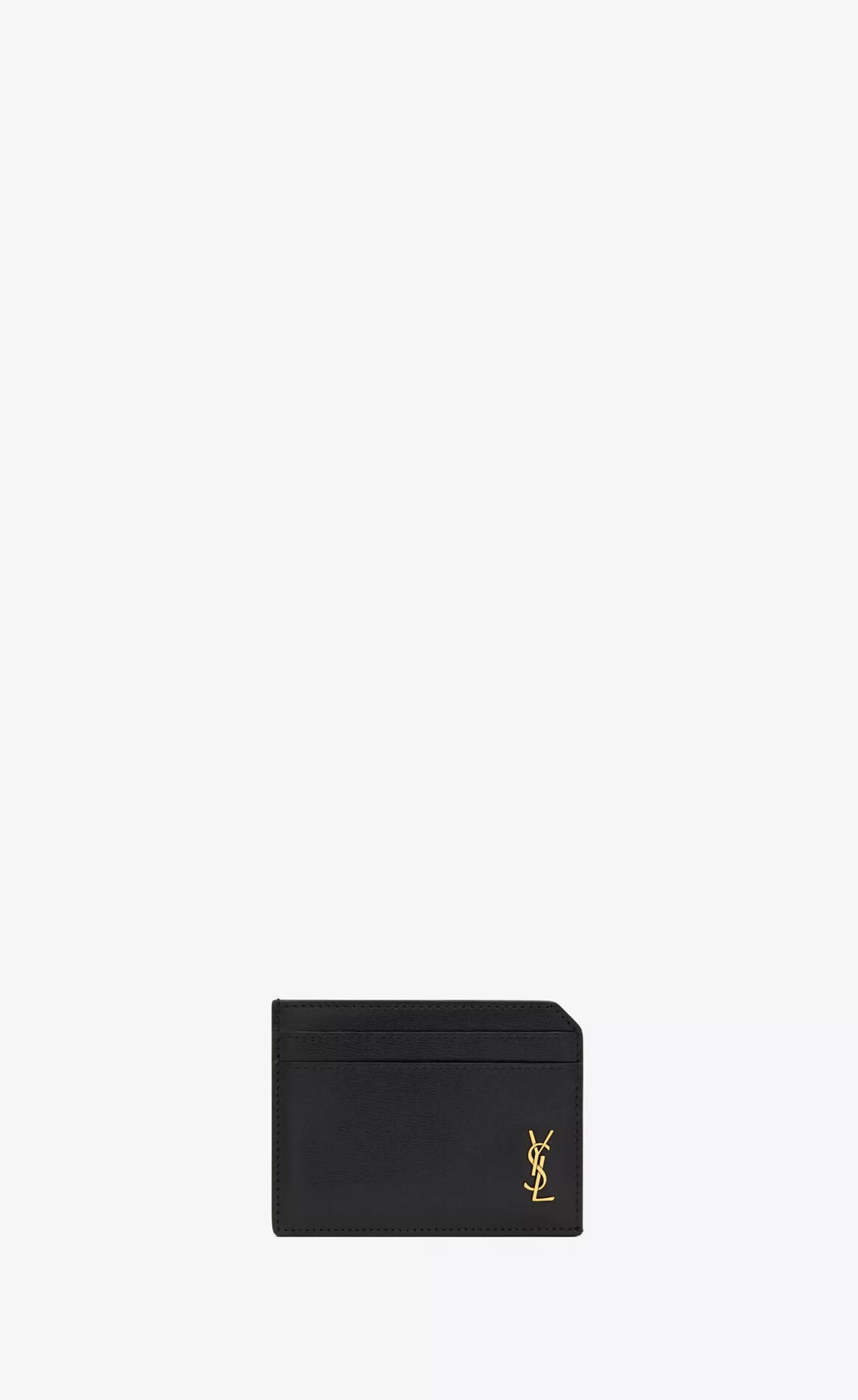 Saint Laurent CARD CASES^TINY CASSANDRE Open Card Case In Shiny Leather | | YSL.com