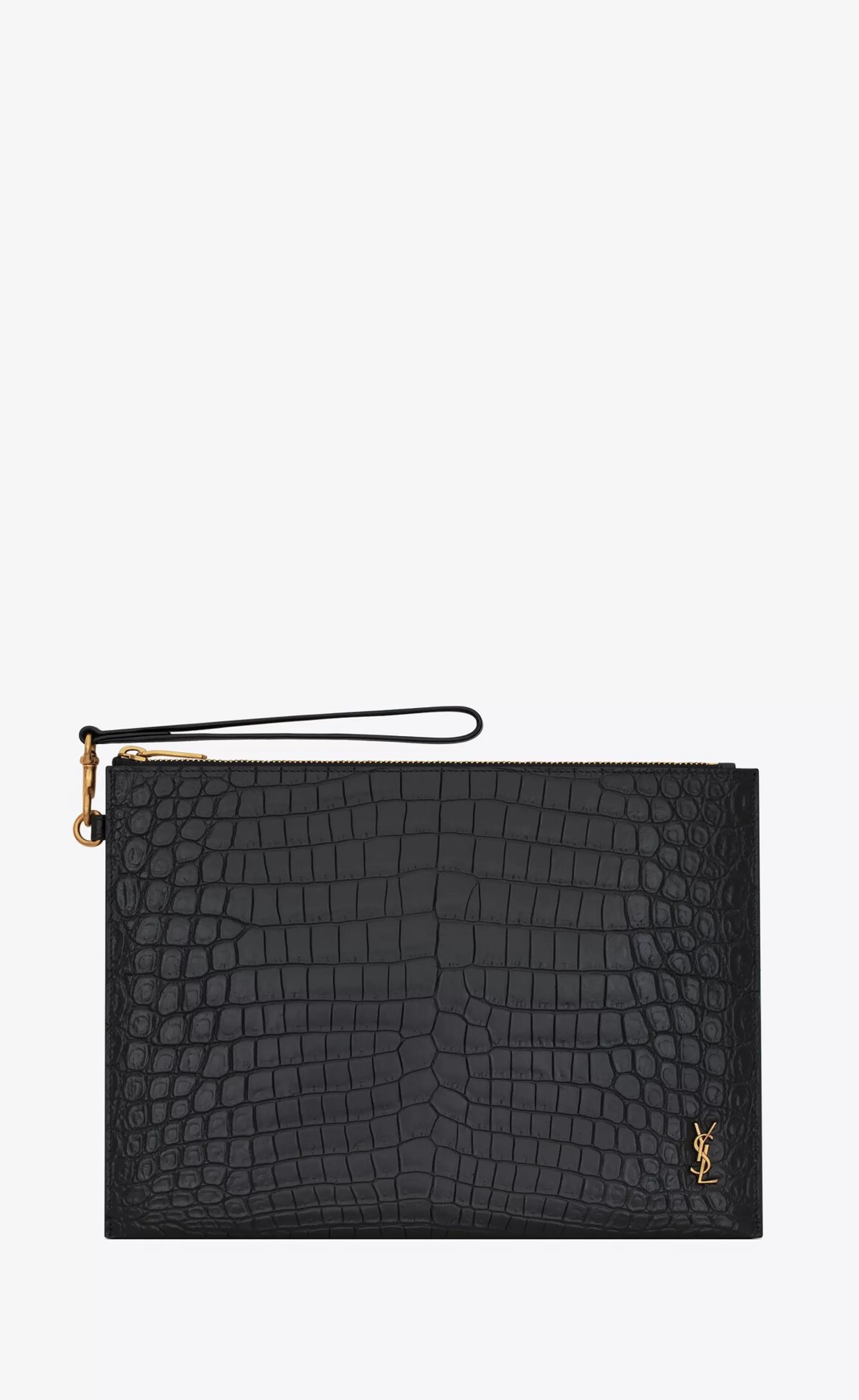 Saint Laurent POUCHES^TINY CASSANDRE Zip Tablet Holder In Crocodile-embossed Leather | | YSL.com