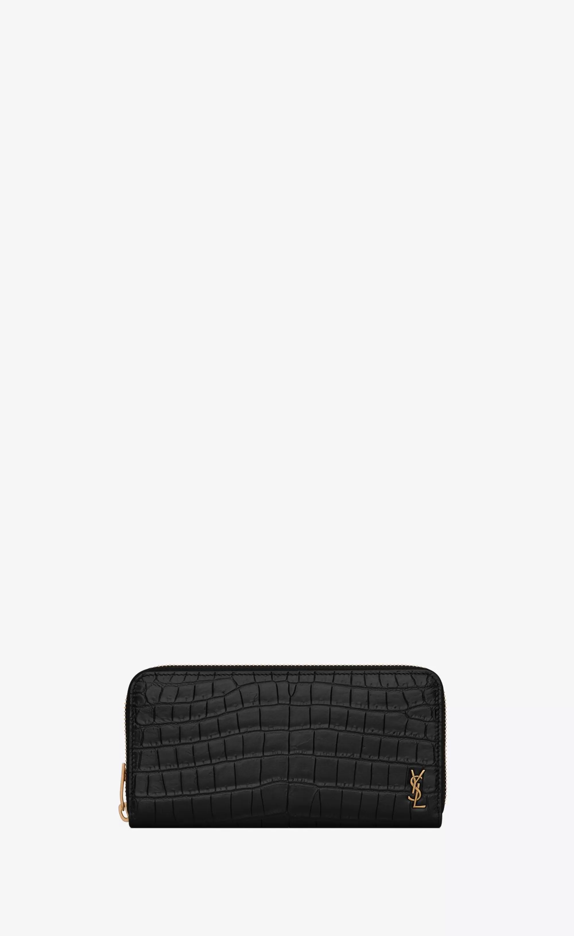 Saint Laurent WALLETS^TINY CASSANDRE Zip-around Wallet In Crocodile-embossed Matte Leather | | YSL.com