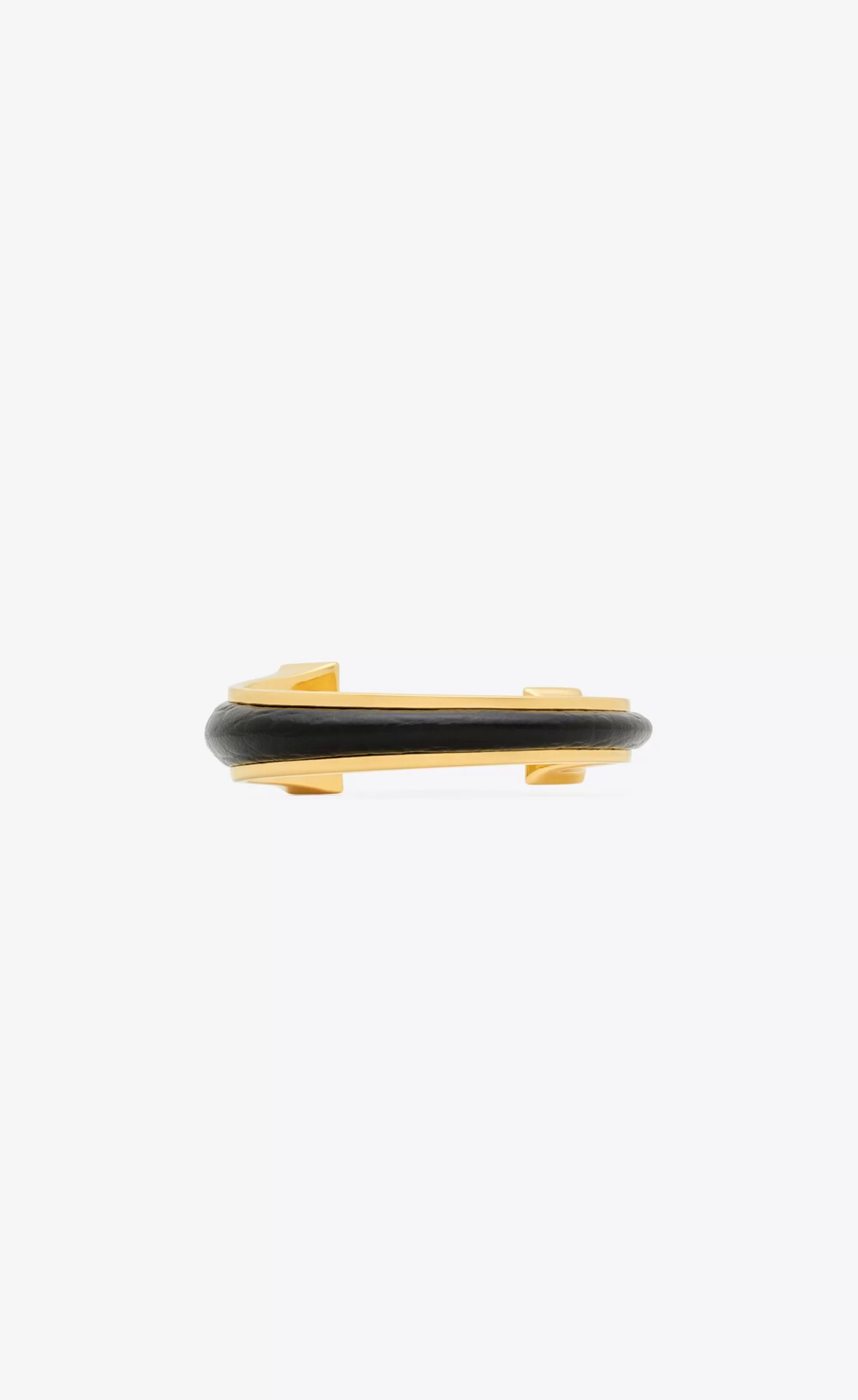 Women Saint Laurent CUFFS AND BRACELETS^Torc Bracelet In Metal And Leather | | YSL.com