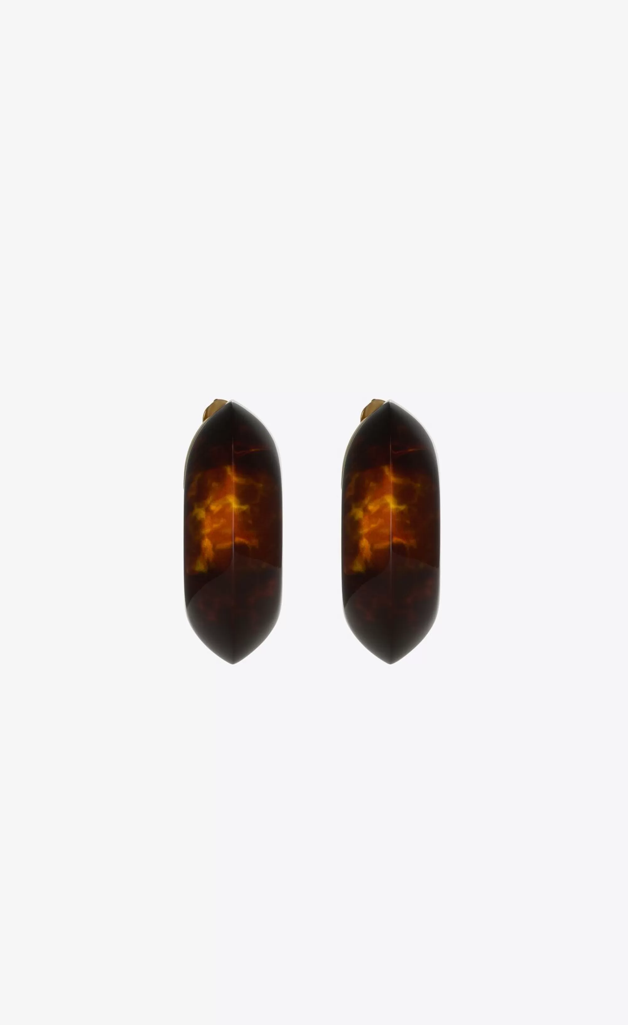 Women Saint Laurent EARRINGS^Tortoiseshell Bumpy Hoop Earrings In Resin | | YSL.com