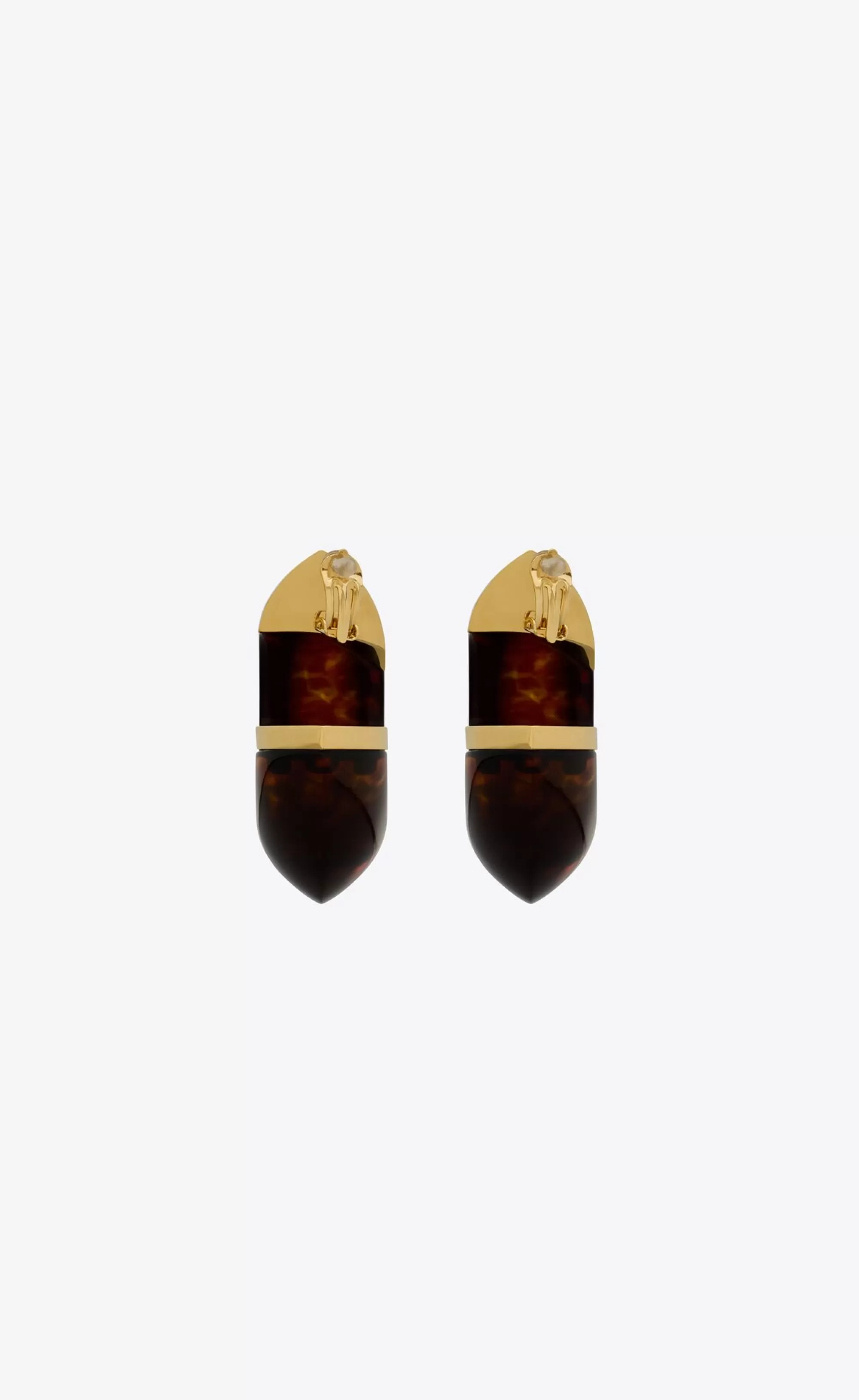 Women Saint Laurent EARRINGS^Tortoiseshell Bumpy Hoop Earrings In Resin | | YSL.com