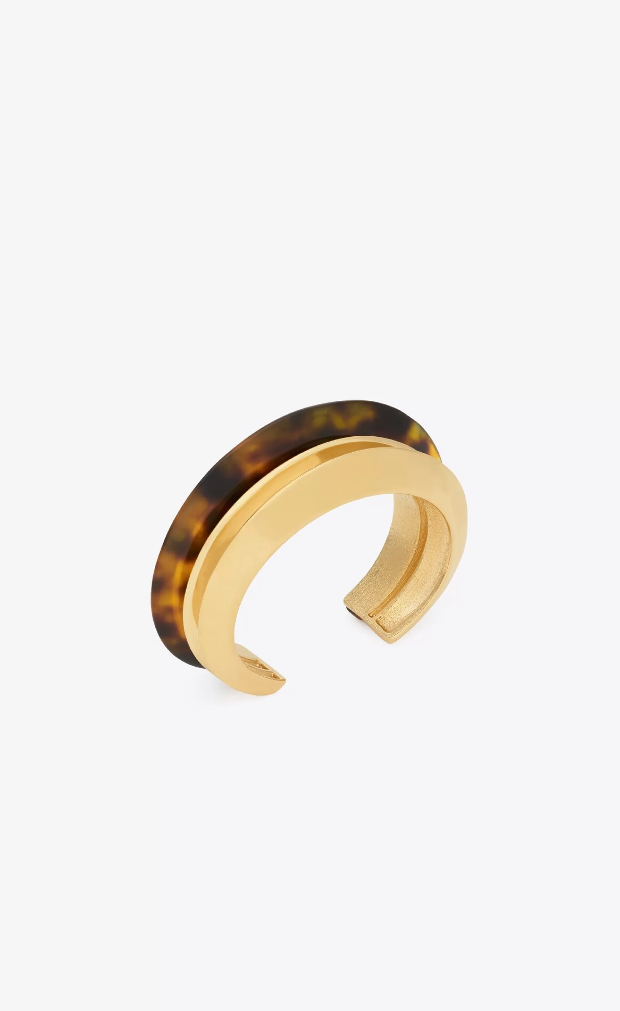 Women Saint Laurent CUFFS AND BRACELETS^Tortoiseshell Duet Cuff In Resin And Metal | | YSL.com