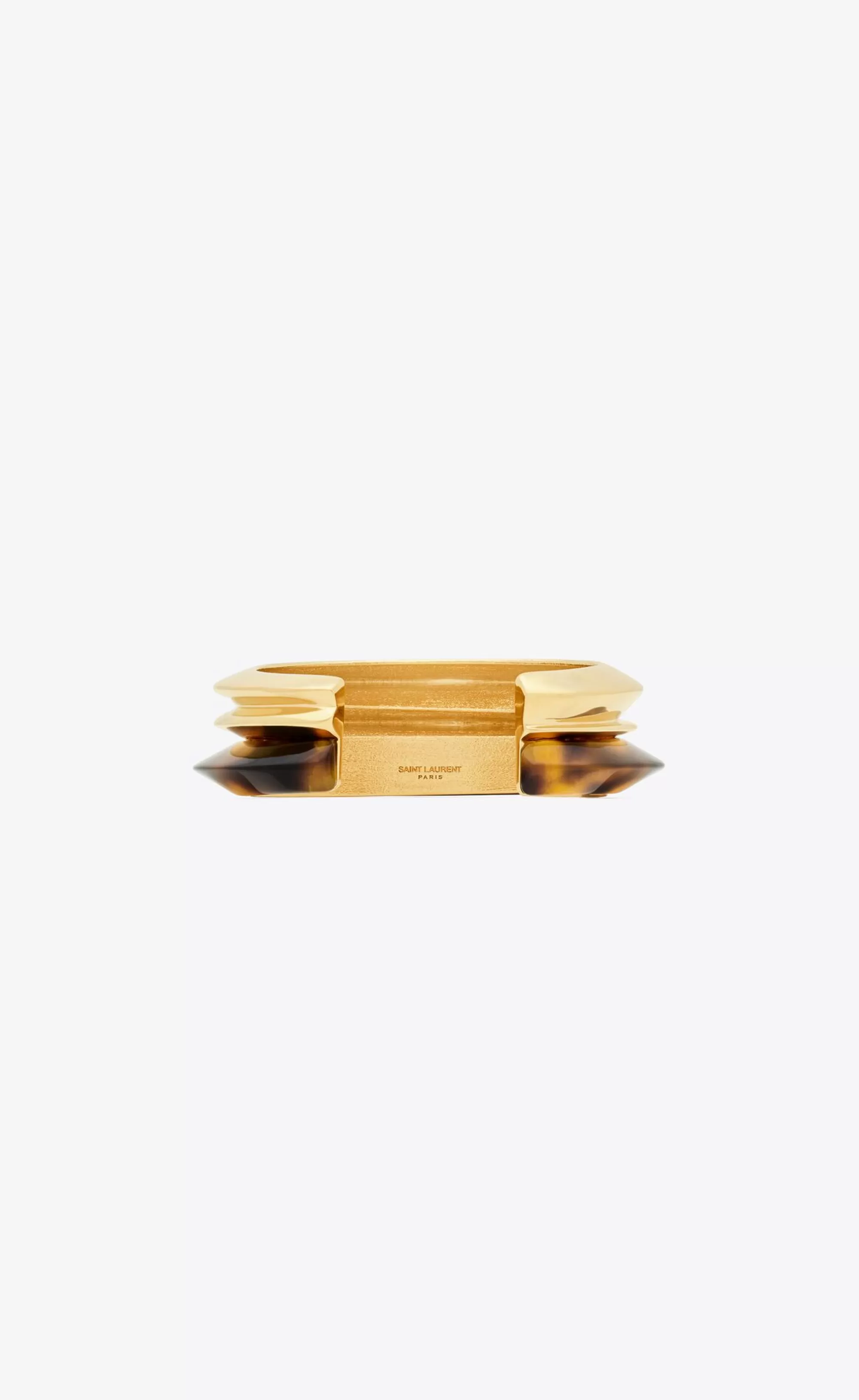 Women Saint Laurent CUFFS AND BRACELETS^Tortoiseshell Duet Cuff In Resin And Metal | | YSL.com