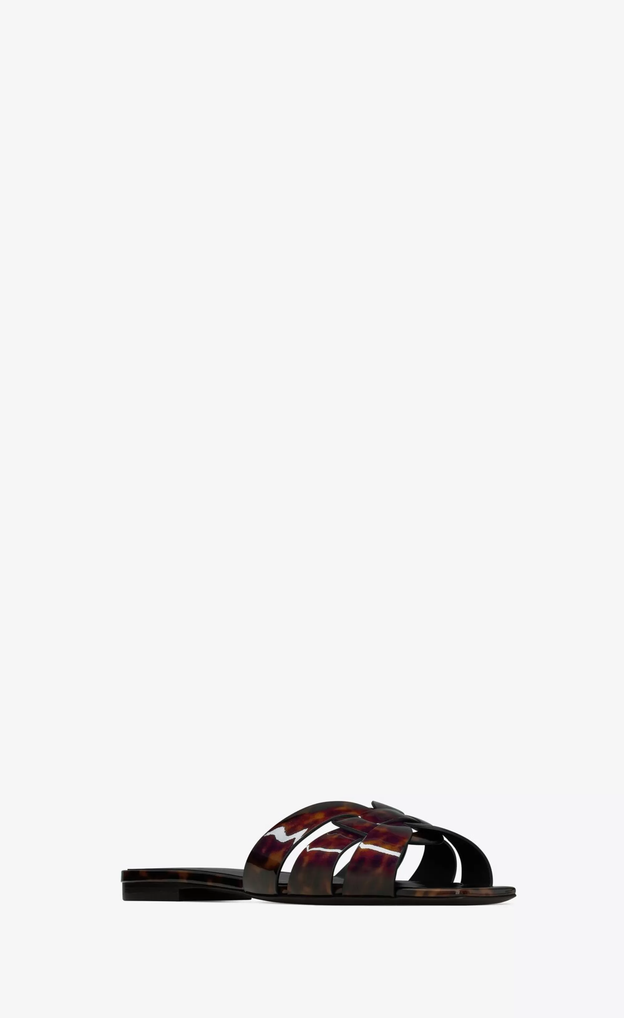 Women Saint Laurent Flat Sandals | FLATS^TRIBUTE Mules In Tortoiseshell Patent Leather | | YSL.com