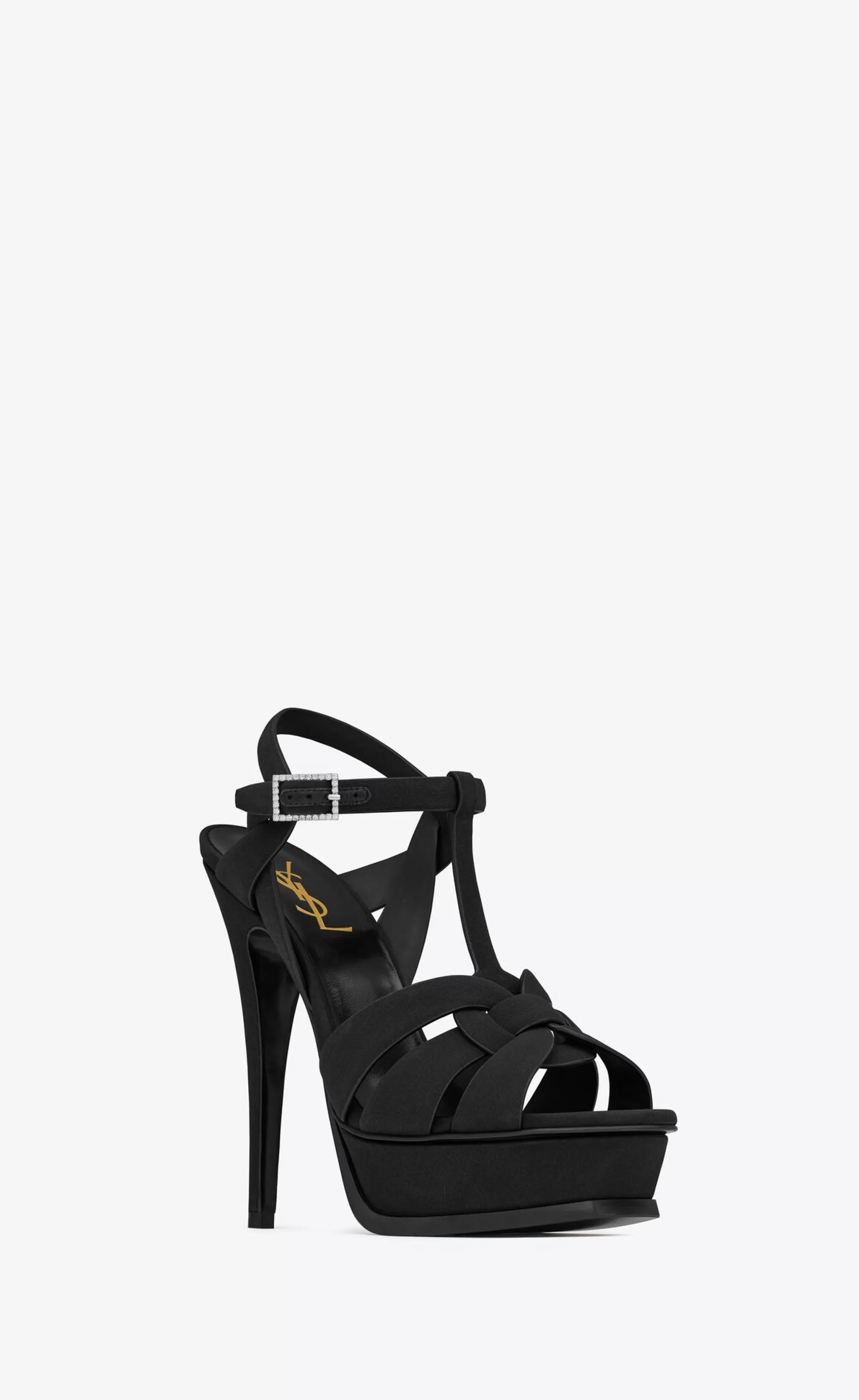 Women Saint Laurent High Heel Sandals^TRIBUTE Platform Sandals In Crepe De Chine | | YSL.com