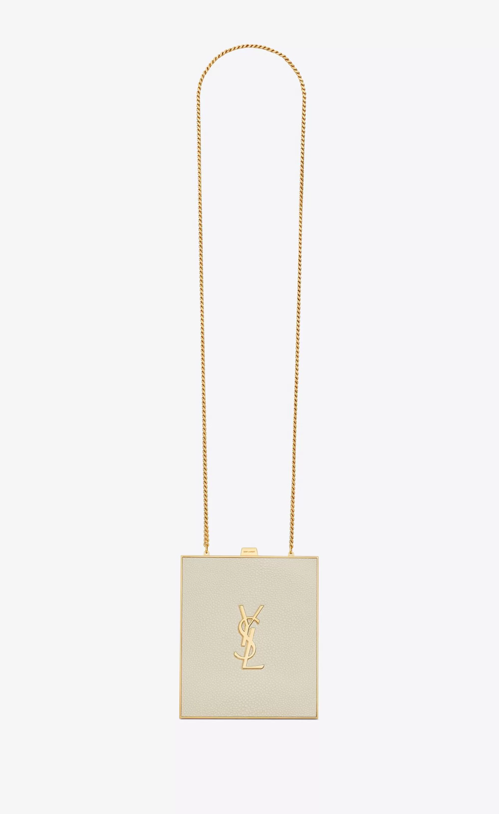 Women Saint Laurent SMOKING | CLUTCHES AND EVENING^TUXEDO BOX BAG IN SHAGREEN-EMBOSSED LEATHER AND METAL | | YSL.com