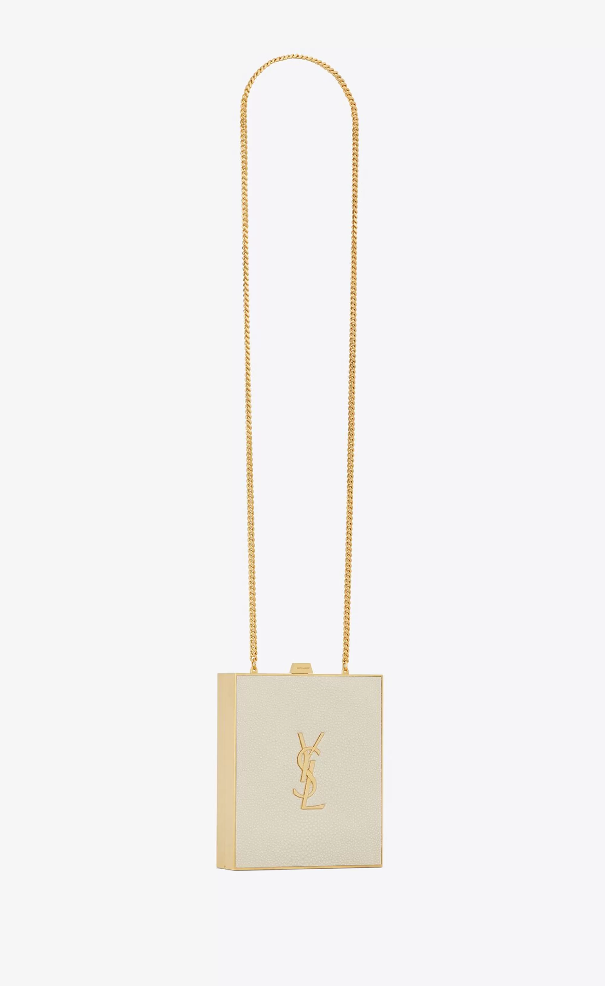 Women Saint Laurent SMOKING | CLUTCHES AND EVENING^TUXEDO BOX BAG IN SHAGREEN-EMBOSSED LEATHER AND METAL | | YSL.com