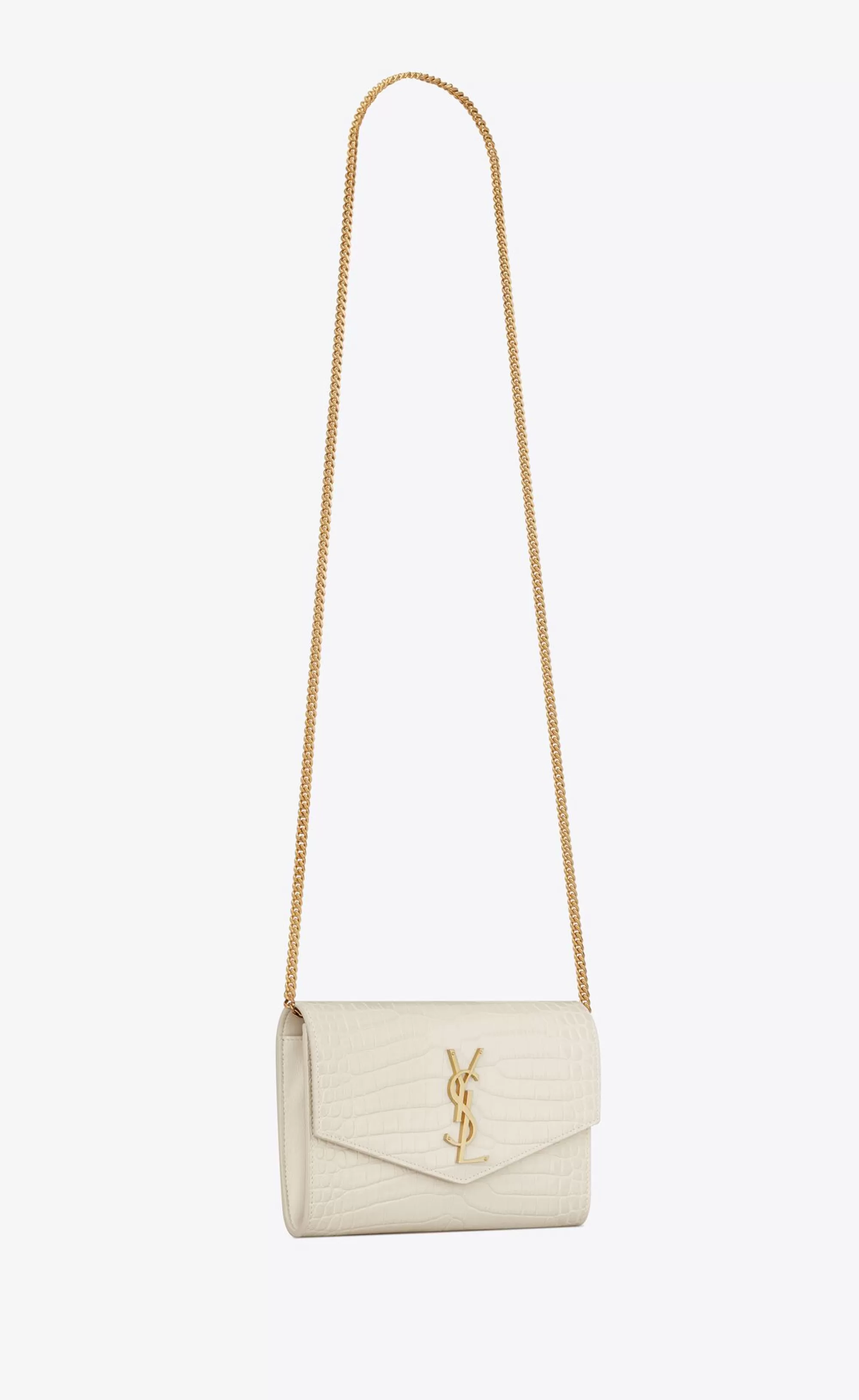 Women Saint Laurent CHAIN WALLETS^UPTOWN Chain Wallet In Crocodile-embossed Shiny Leather | | YSL.com