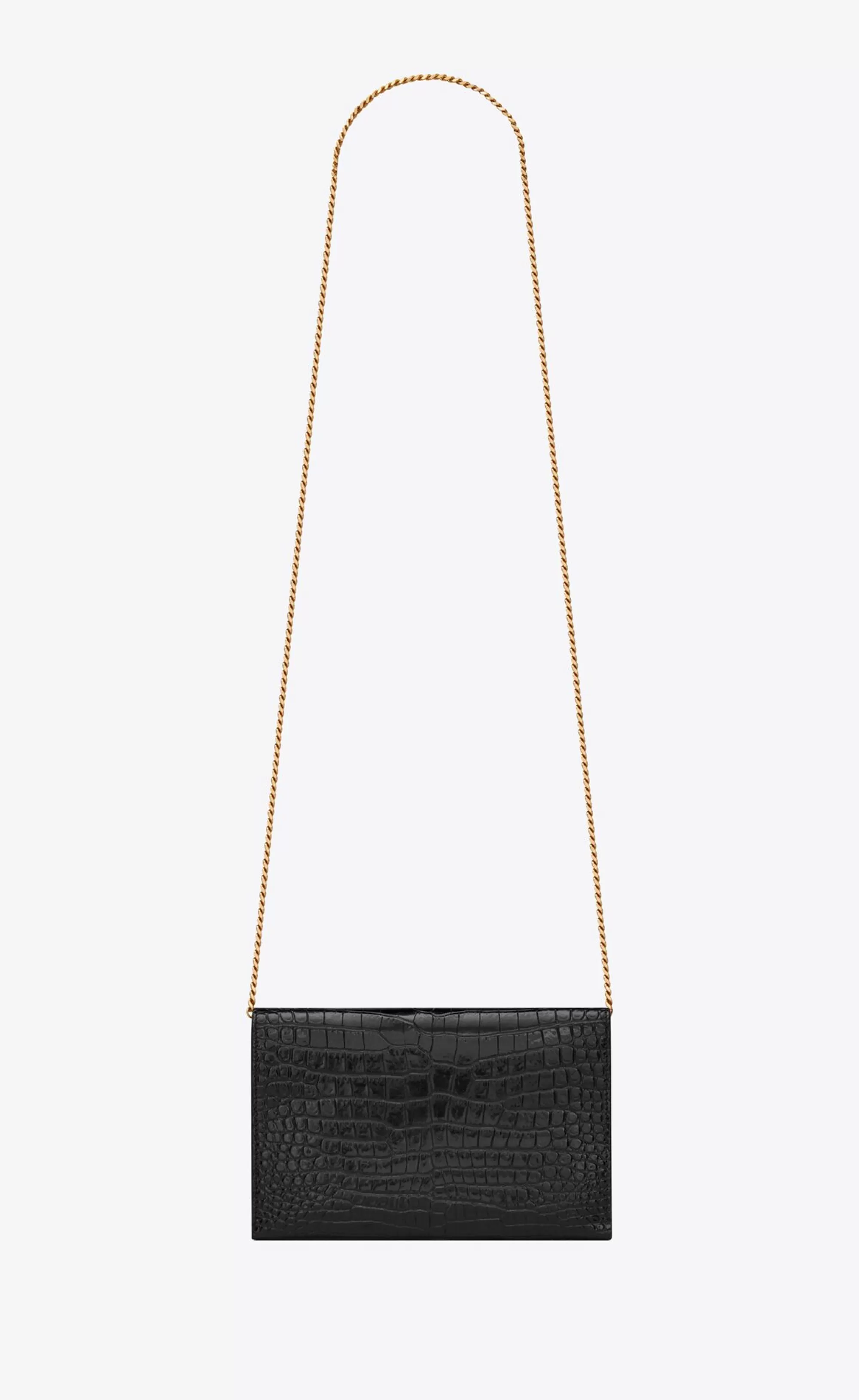 Women Saint Laurent CHAIN WALLETS^UPTOWN CHAIN WALLET IN CROCODILE-EMBOSSED SHINY LEATHER | | YSL.com