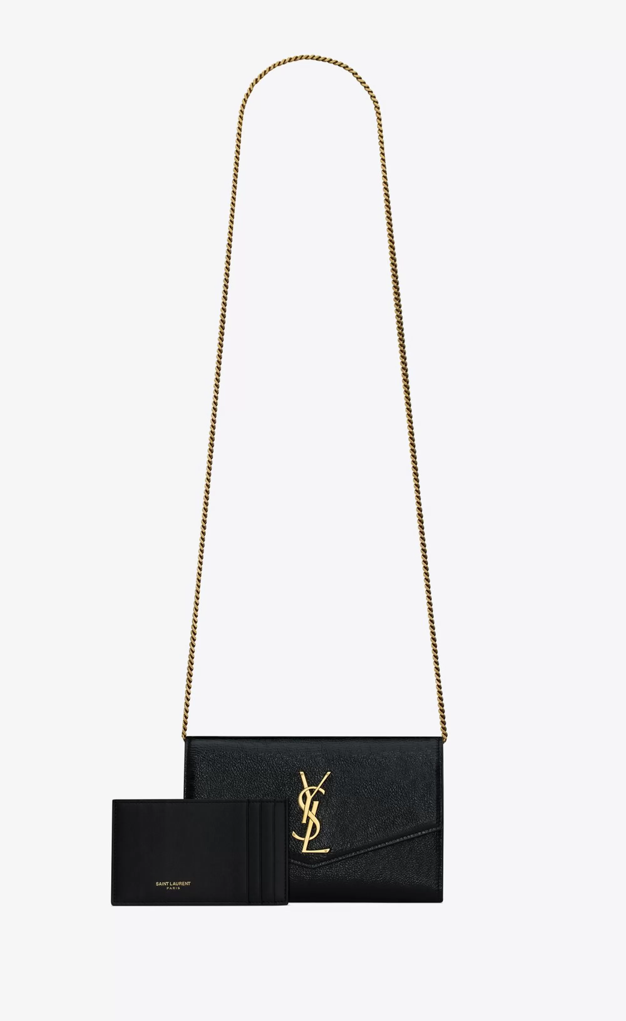 Women Saint Laurent CHAIN WALLETS | MINI BAGS^UPTOWN Chain Wallet In Shiny Grained Leather | | YSL.com