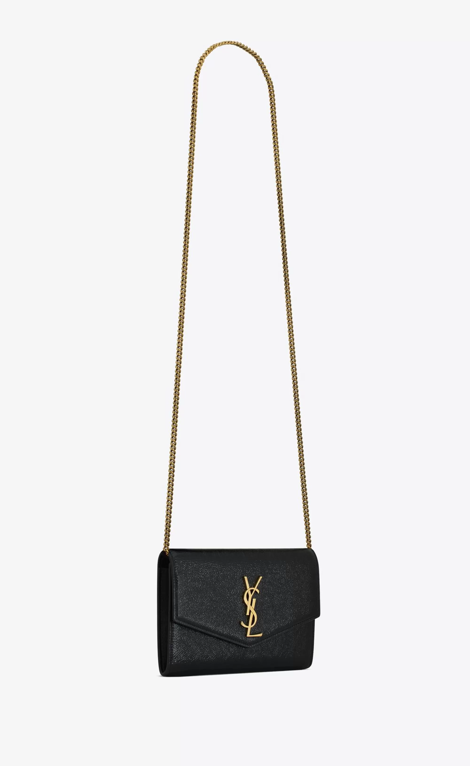 Women Saint Laurent CHAIN WALLETS | MINI BAGS^UPTOWN Chain Wallet In Shiny Grained Leather | | YSL.com