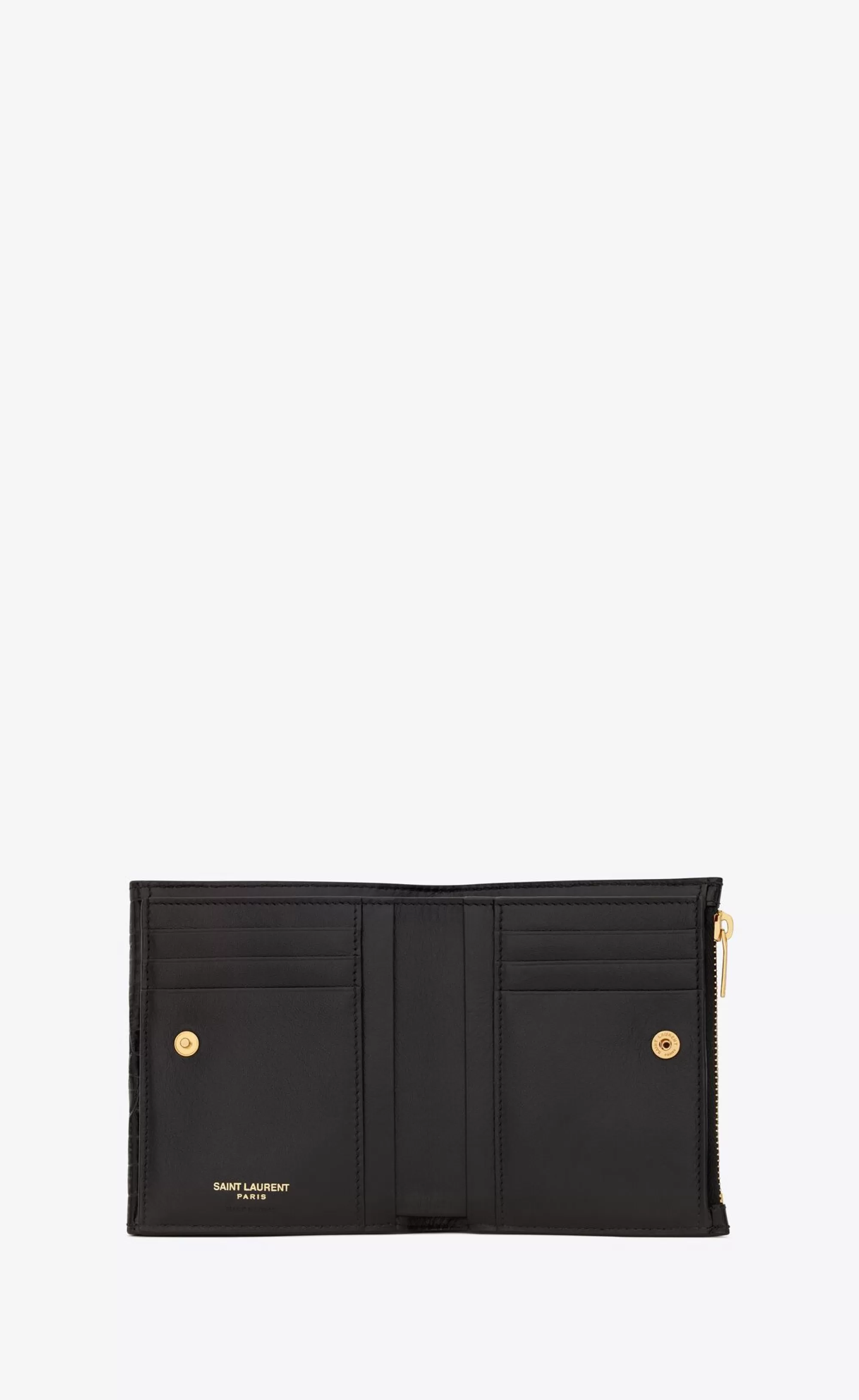 Women Saint Laurent WALLETS^UPTOWN Compact Wallet In Crocodile-embossed Shiny Leather | | YSL.com