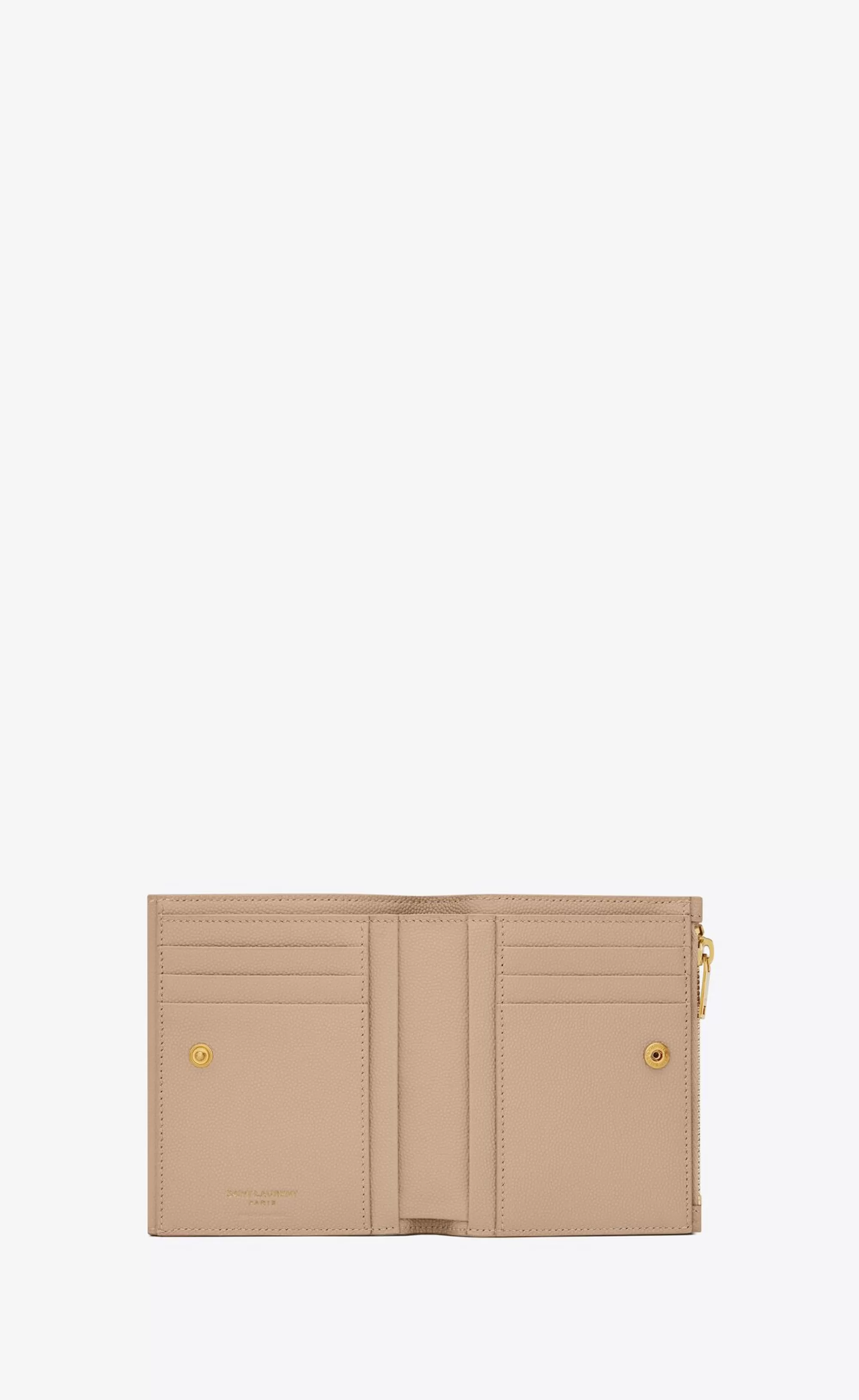 Women Saint Laurent WALLETS^UPTOWN Compact Wallet In Grain De Poudre Embossed Leather | | YSL.com
