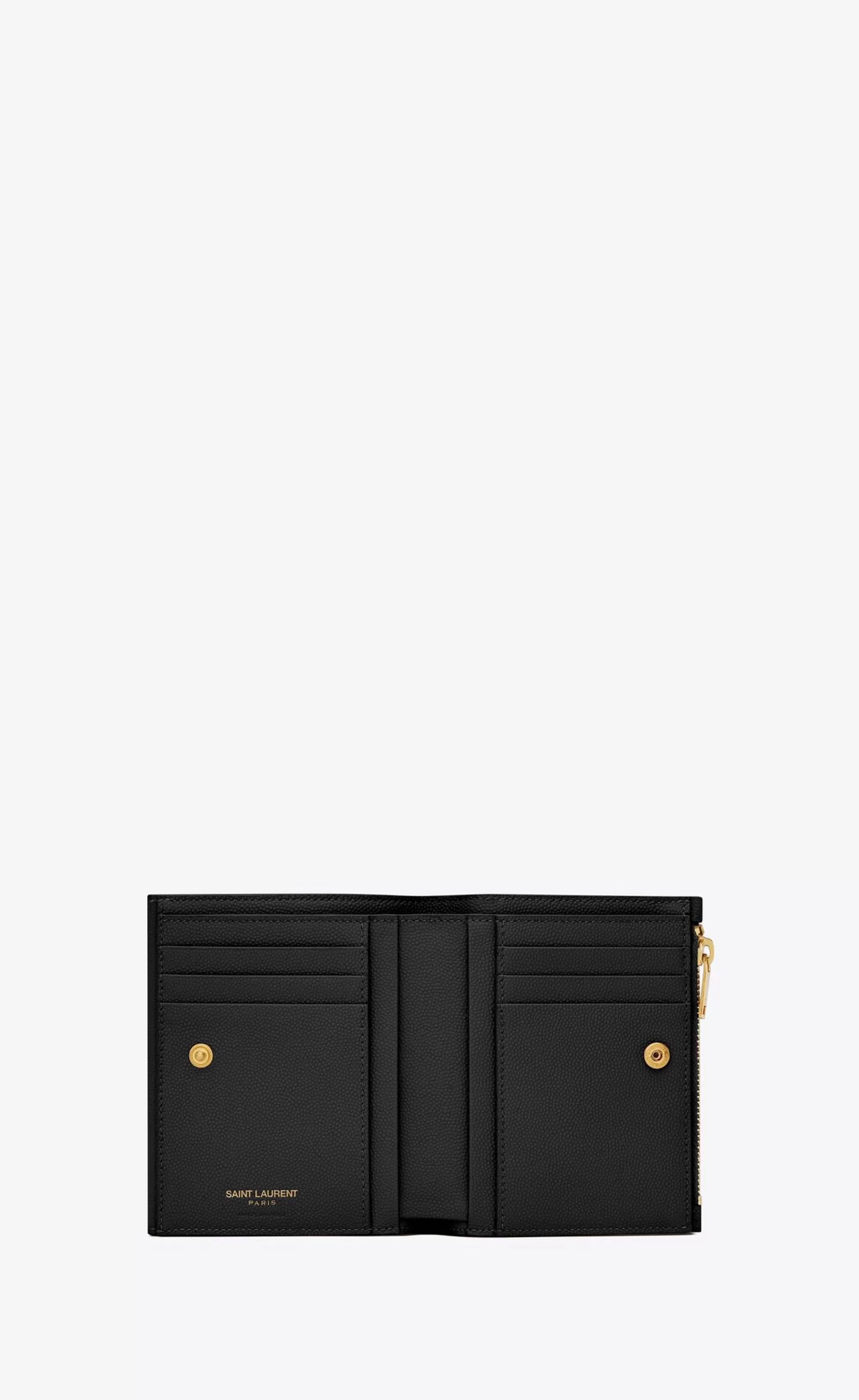 Women Saint Laurent WALLETS^UPTOWN Compact Wallet In Grain De Poudre Embossed Leather | | YSL.com