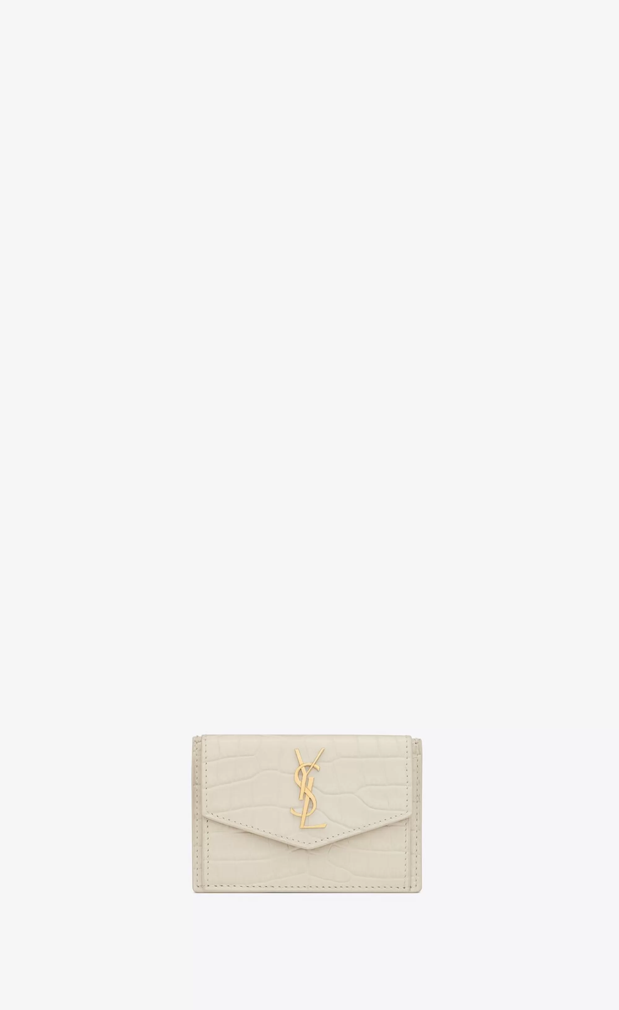 Women Saint Laurent CARD CASES^UPTOWN FLAP Card Case In Crocodile-embossed Shiny Leather | | YSL.com