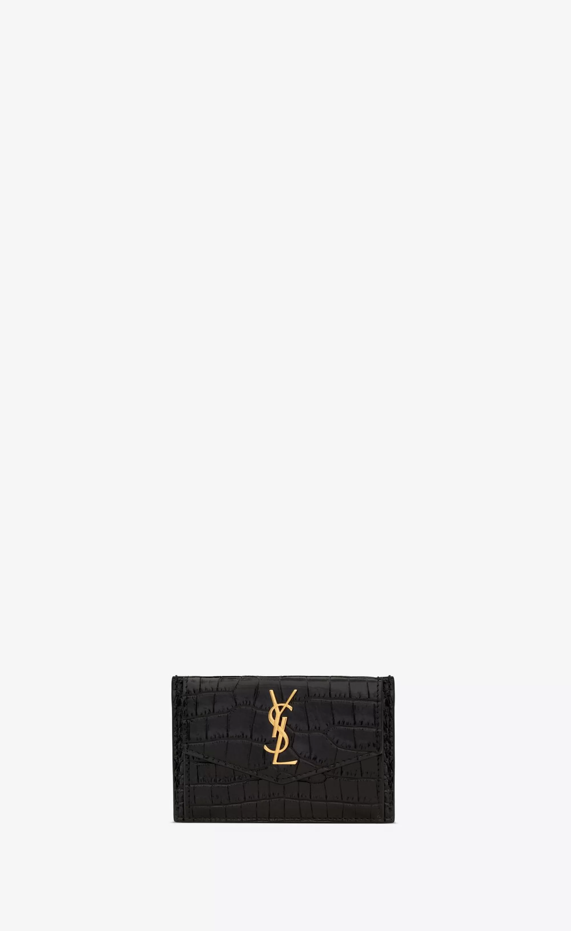 Women Saint Laurent CARD CASES^UPTOWN FLAP Card Case In Crocodile-embossed Shiny Leather | | YSL.com