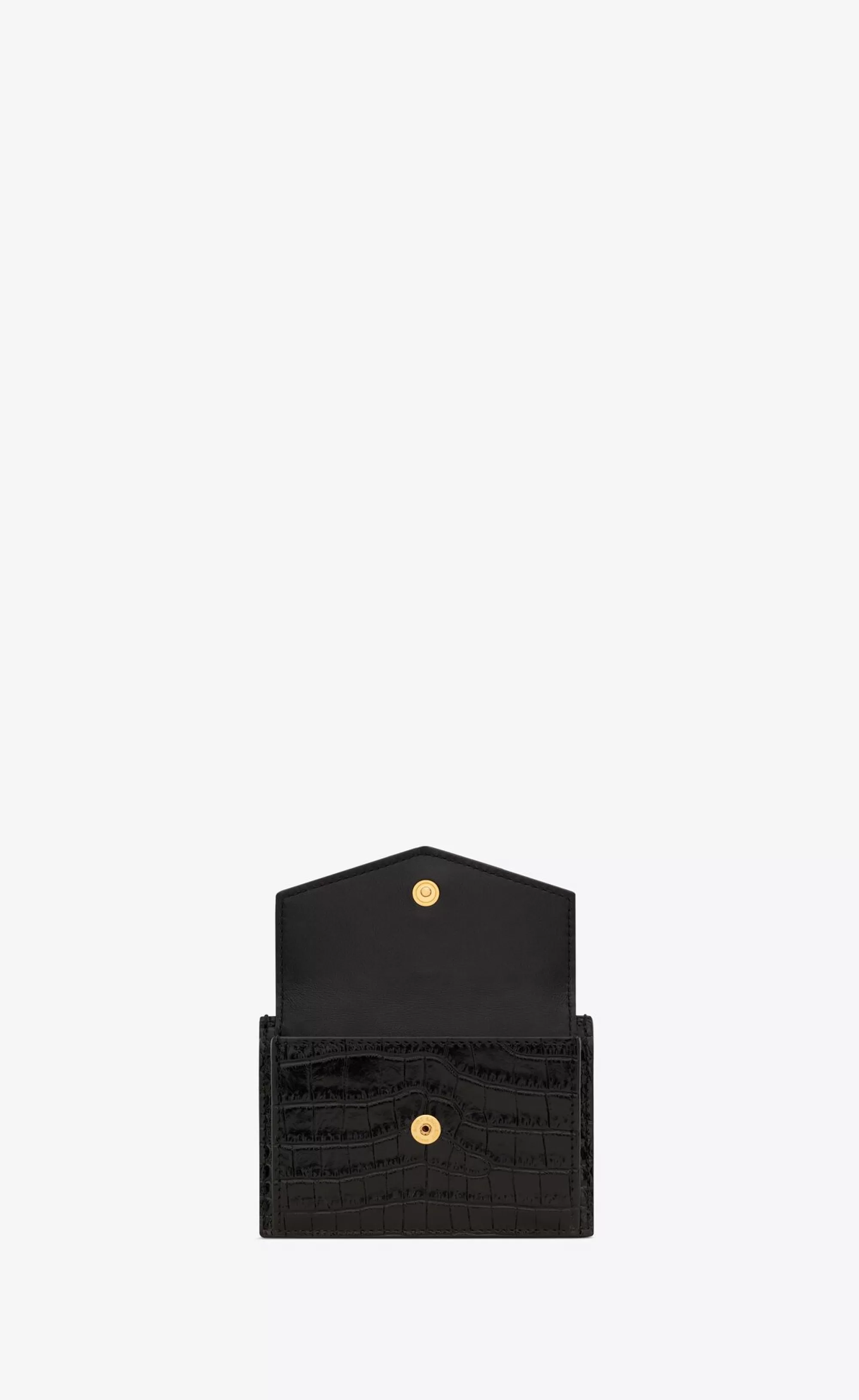 Women Saint Laurent CARD CASES^UPTOWN FLAP Card Case In Crocodile-embossed Shiny Leather | | YSL.com