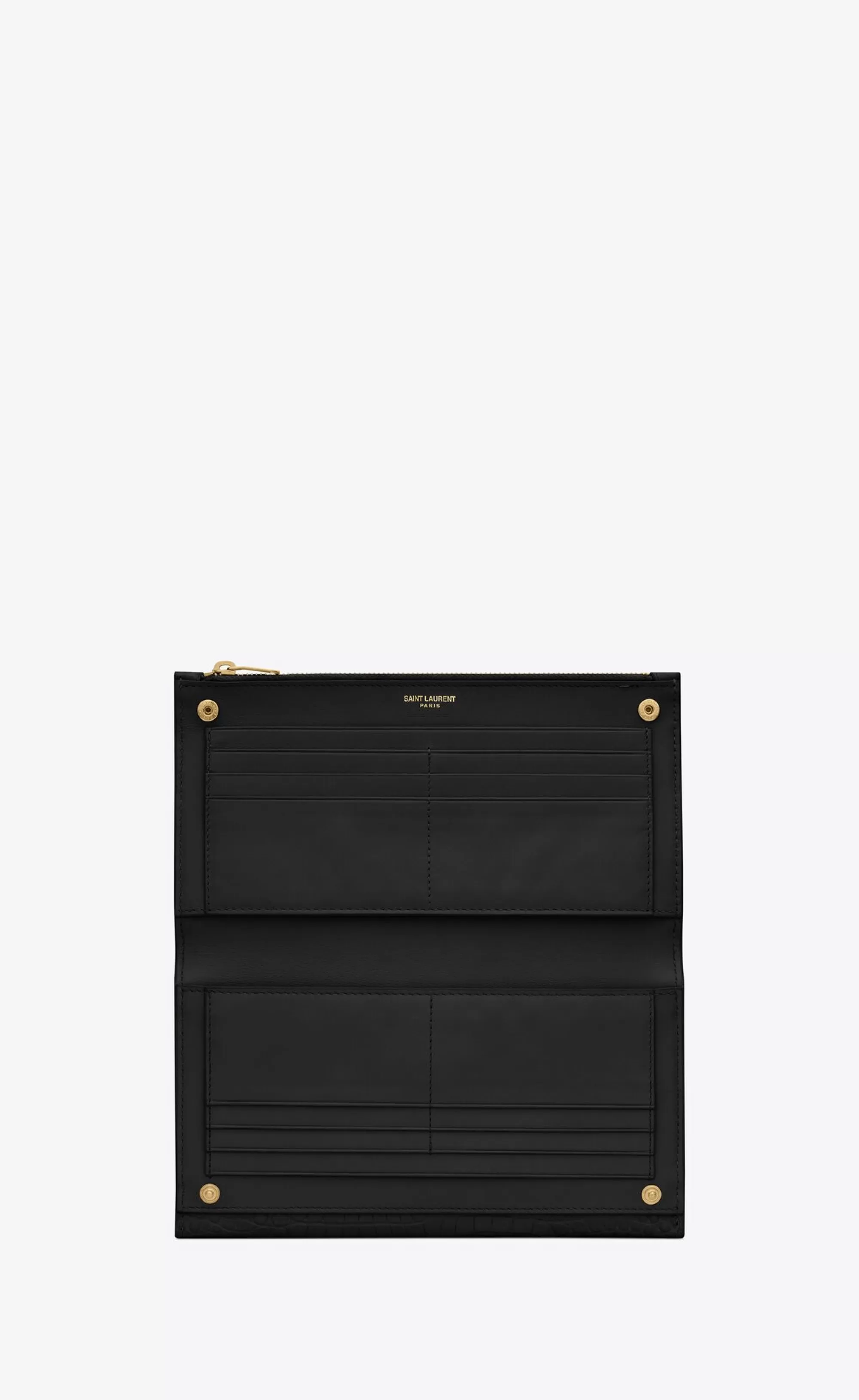 Women Saint Laurent WALLETS^UPTOWN Large Wallet In In Crocodile-embossed Shiny Leather | | YSL.com