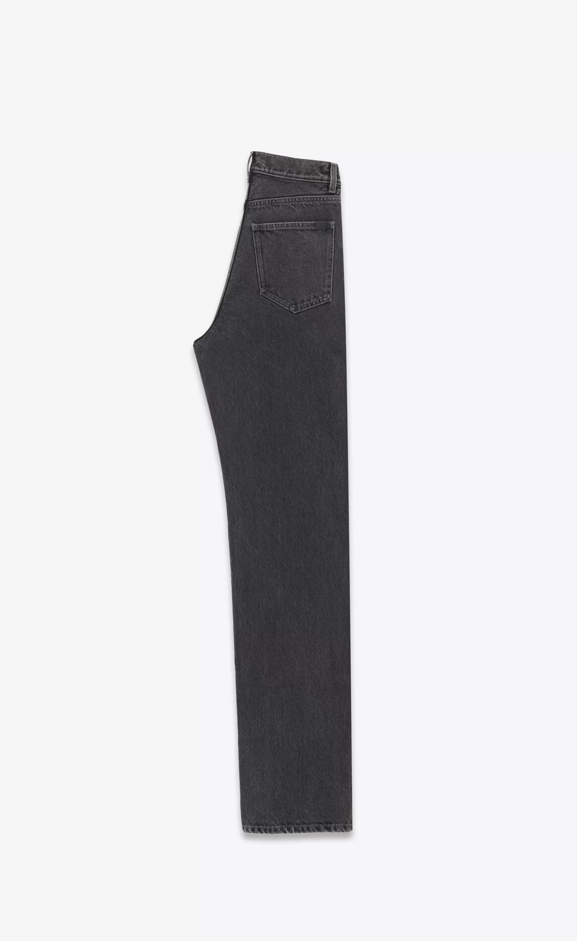 Women Saint Laurent Denim^V-waist Long Baggy Jeans In 90'S Black Denim | | YSL.com