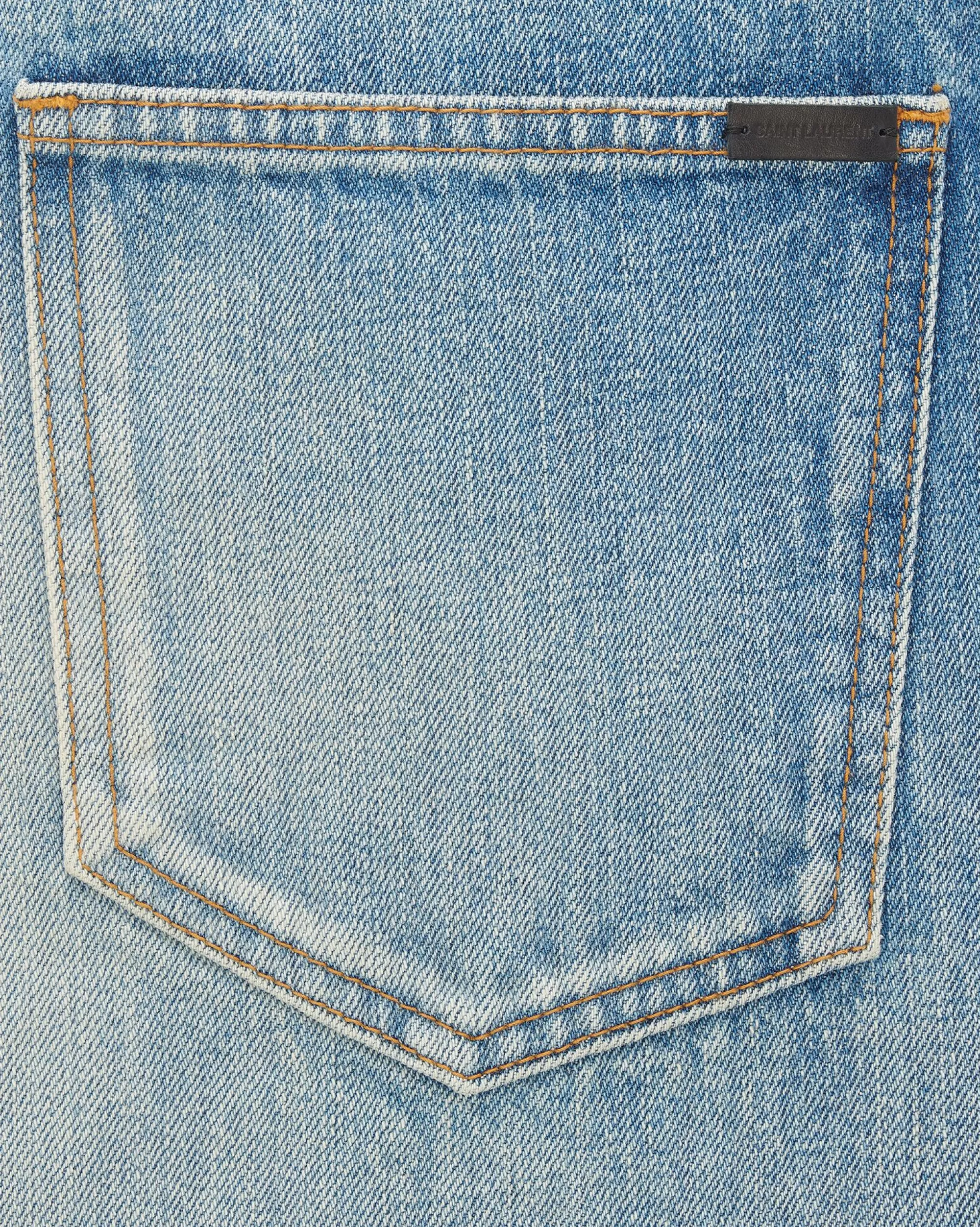 Women Saint Laurent Denim^V-waist Long Baggy Jeans In Vintage Blue Denim | | YSL.com