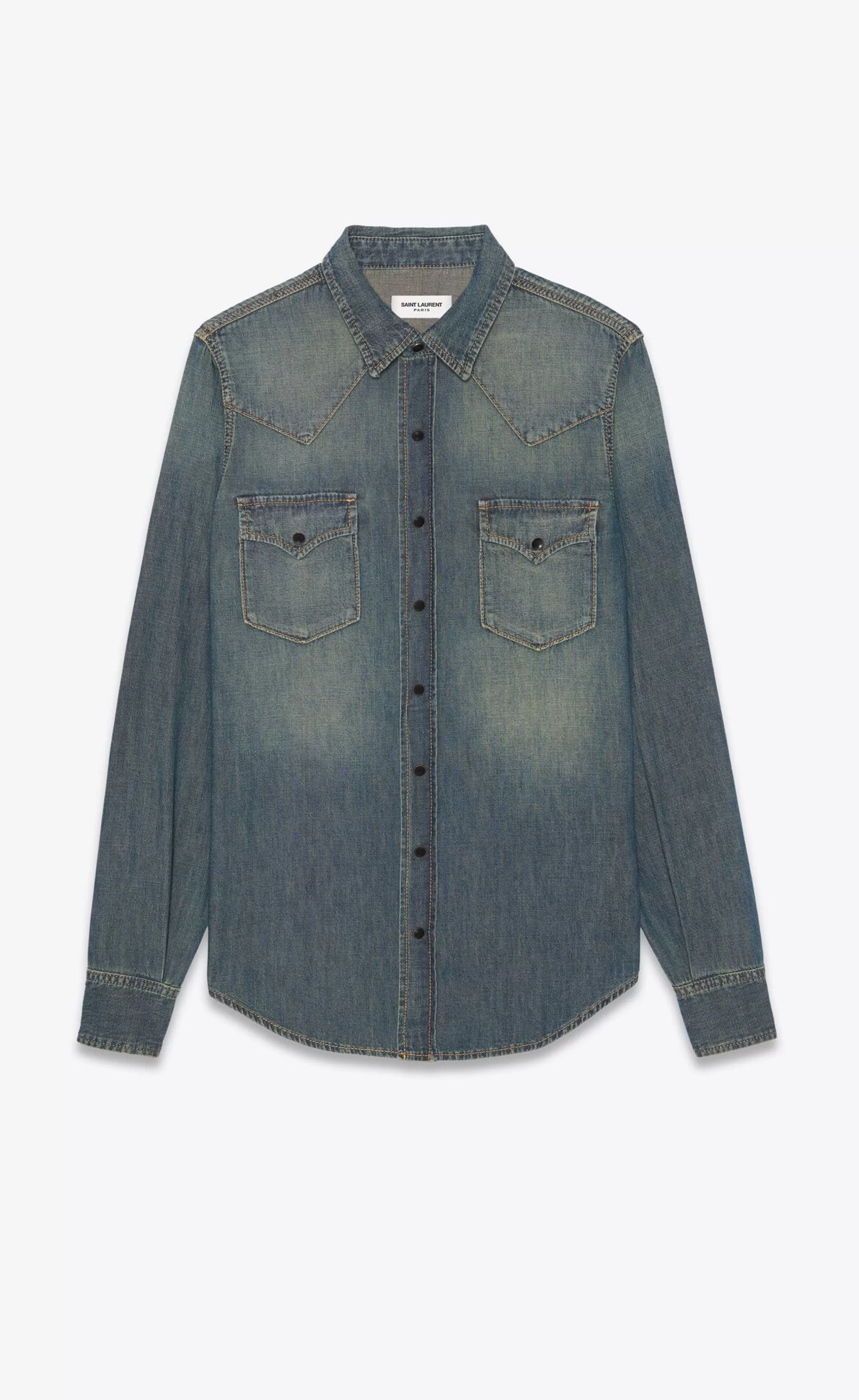 Saint Laurent ALL READY TO WEAR^Western Shirt In Denim | | YSL.com