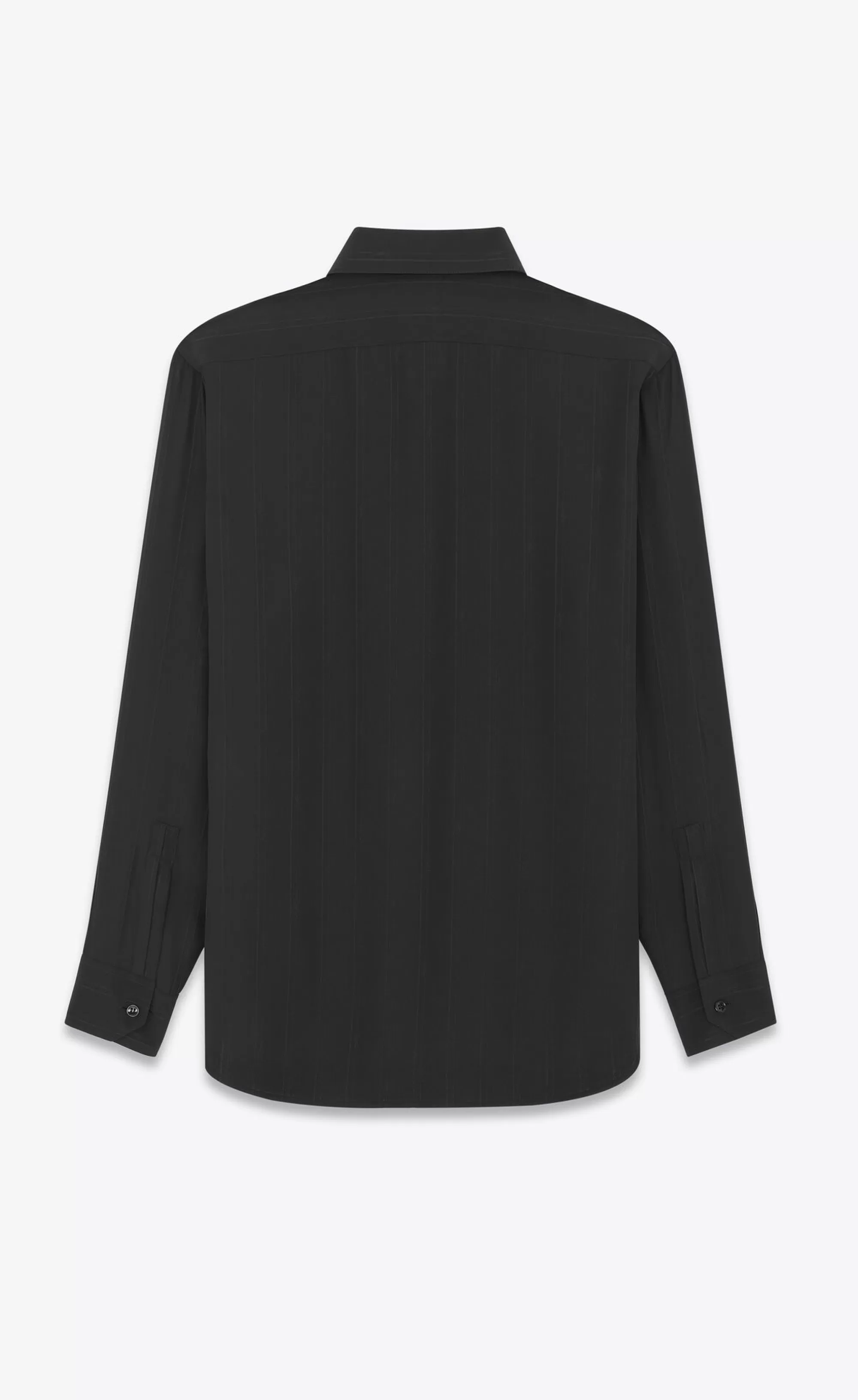 Saint Laurent ALL READY TO WEAR | SHIRTS^YVES COLLAR SHIRT In Matte And Shiny CASSANDRE Striped Silk | | YSL.com