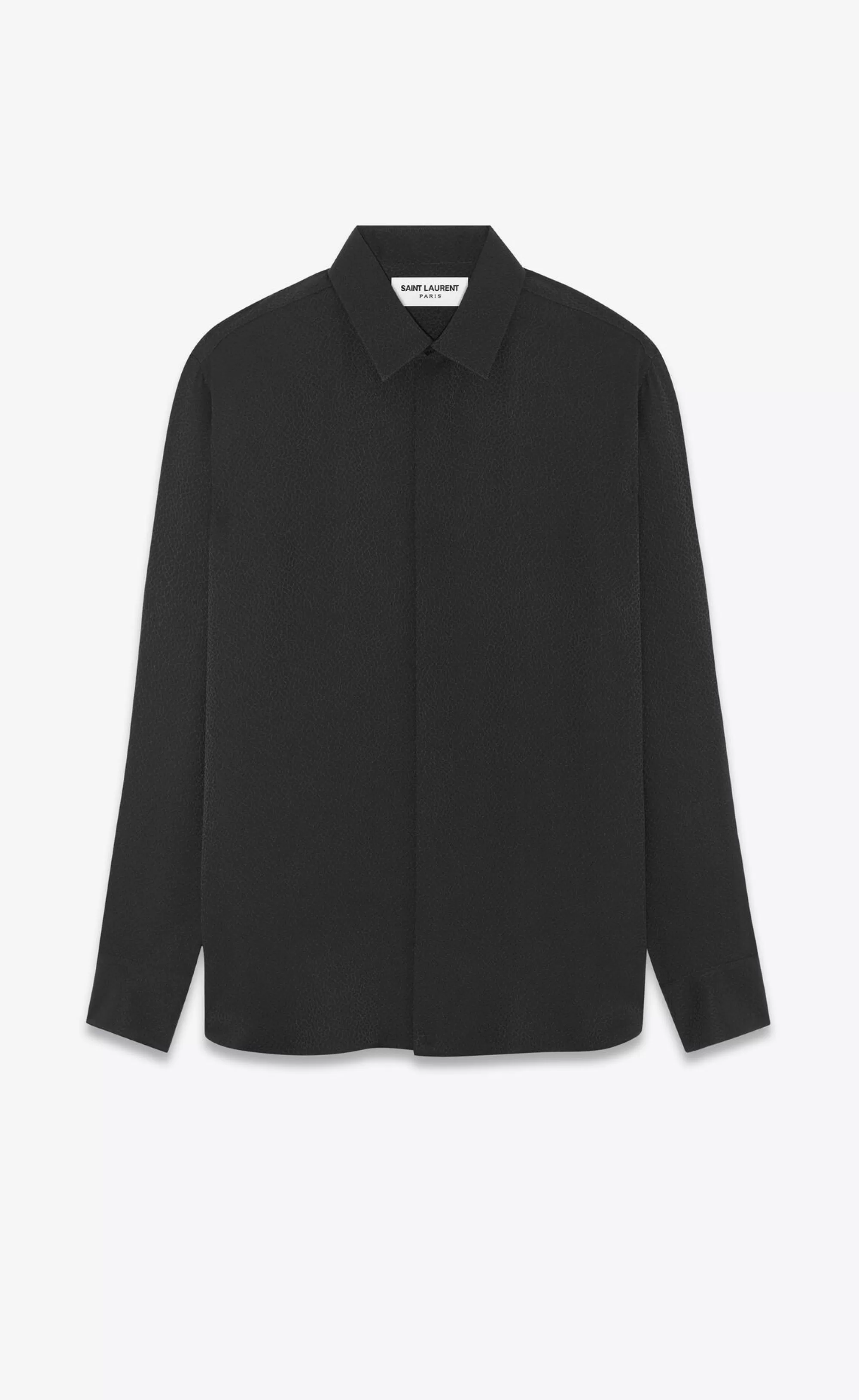 Saint Laurent ALL READY TO WEAR | SHIRTS^YVES COLLAR SHIRT In Matte And Shiny Shagreen Silk | | YSL.com
