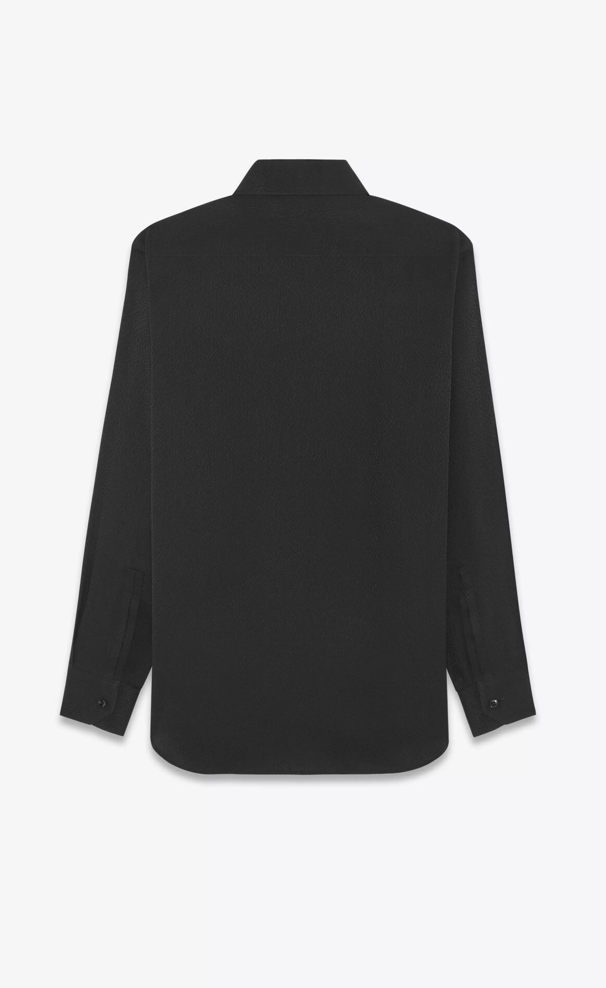 Saint Laurent ALL READY TO WEAR | SHIRTS^YVES COLLAR SHIRT In Matte And Shiny Shagreen Silk | | YSL.com